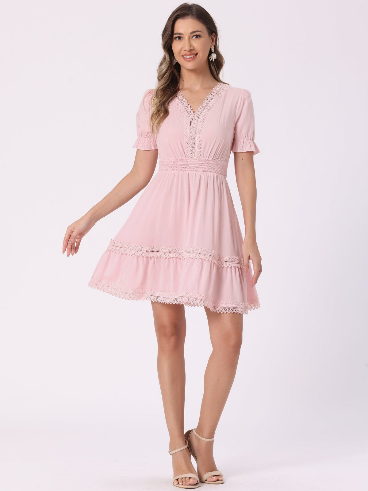 Crochet Lace Pleated Dress