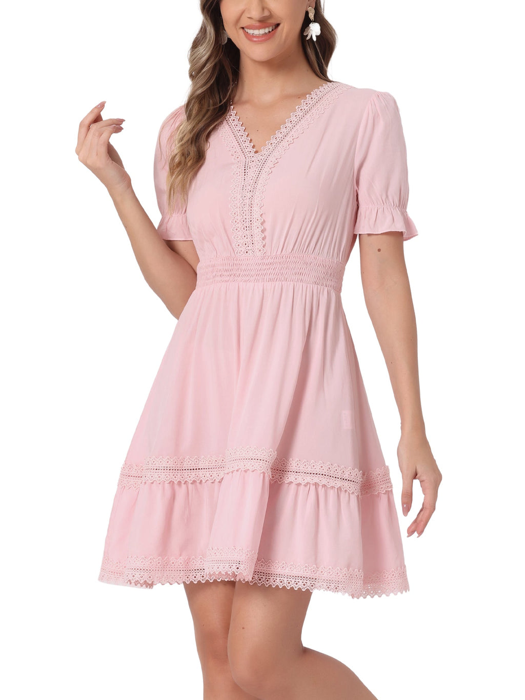 Crochet Lace Pleated Dress
