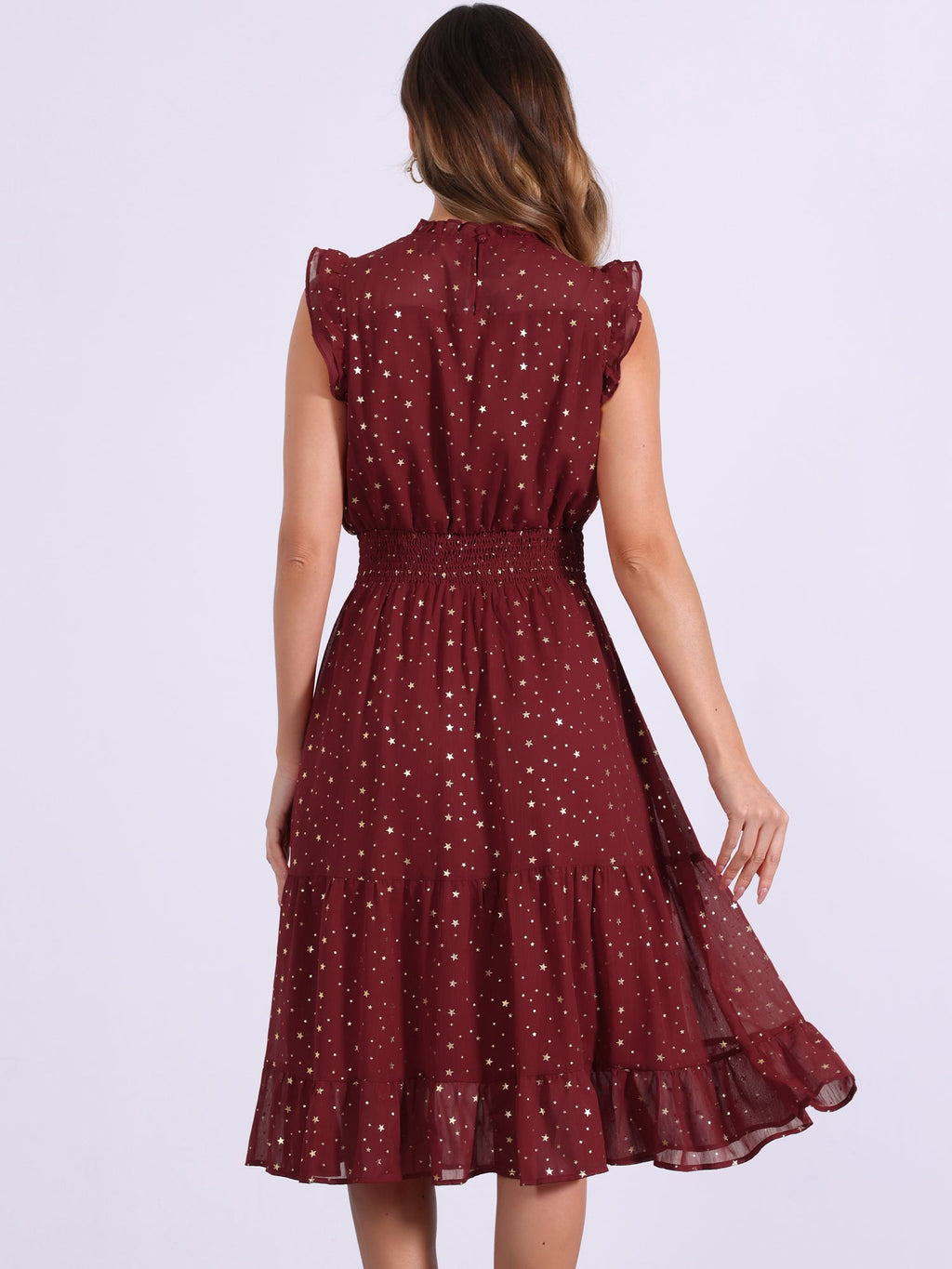Star Print Sleeveless A-Line Dress