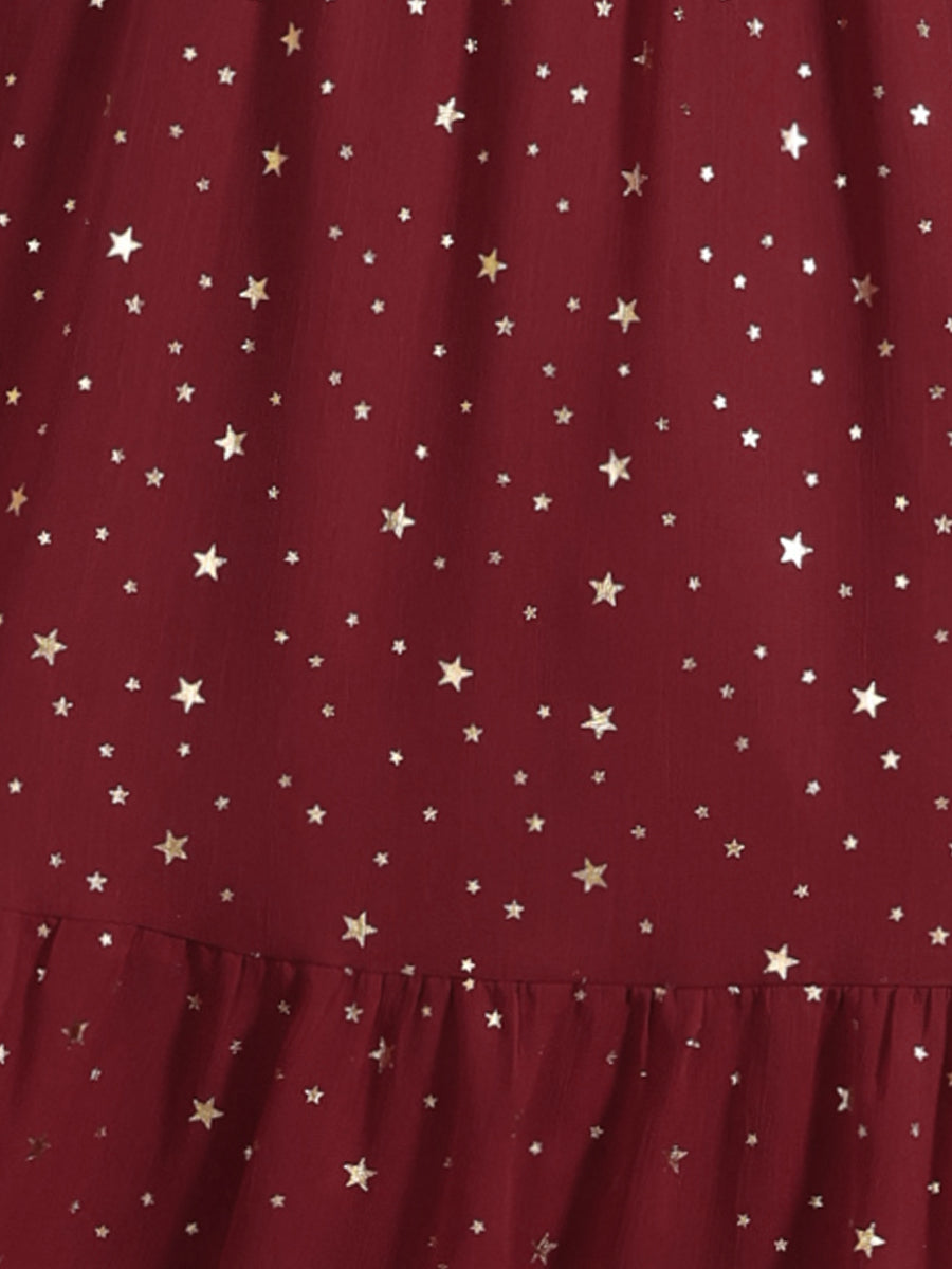 Star Print Sleeveless A-Line Dress