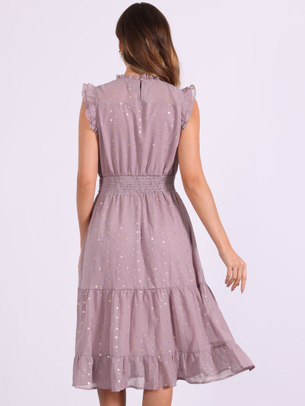 Star Print Sleeveless A-Line Dress