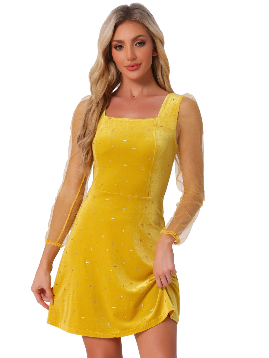 Glitter Star Square Neck Mini Dress