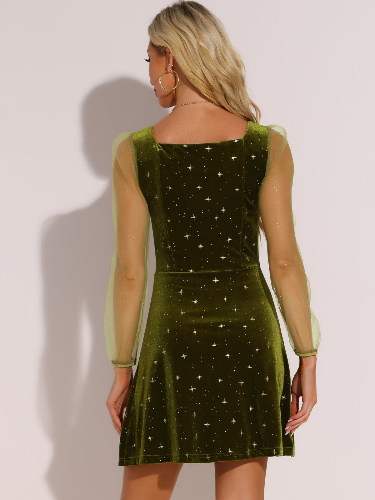 Glitter Star Square Neck Mini Dress