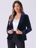 Velvet Shawl-Collar Single-Button Blazer