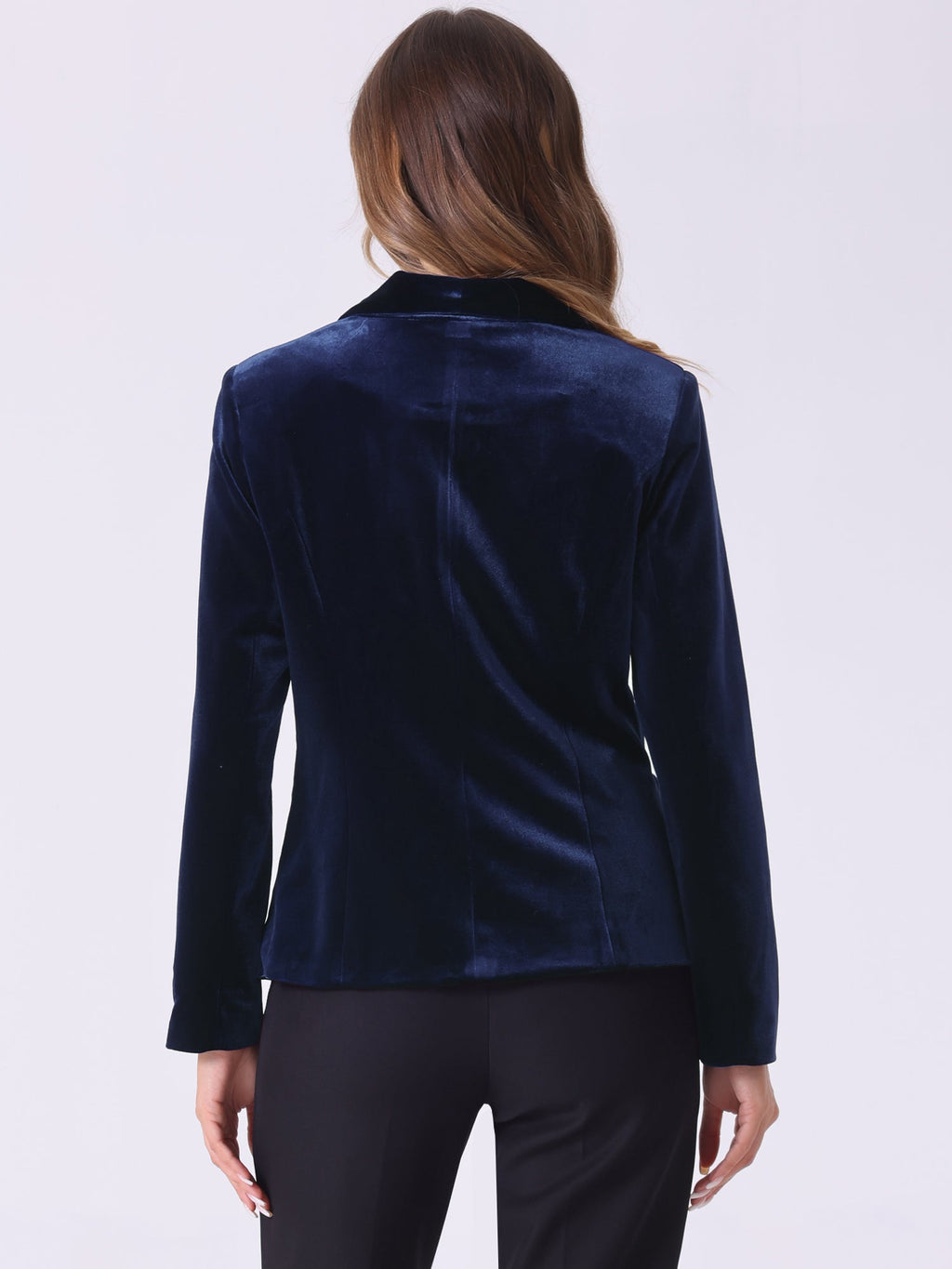Velvet Shawl-Collar Single-Button Blazer
