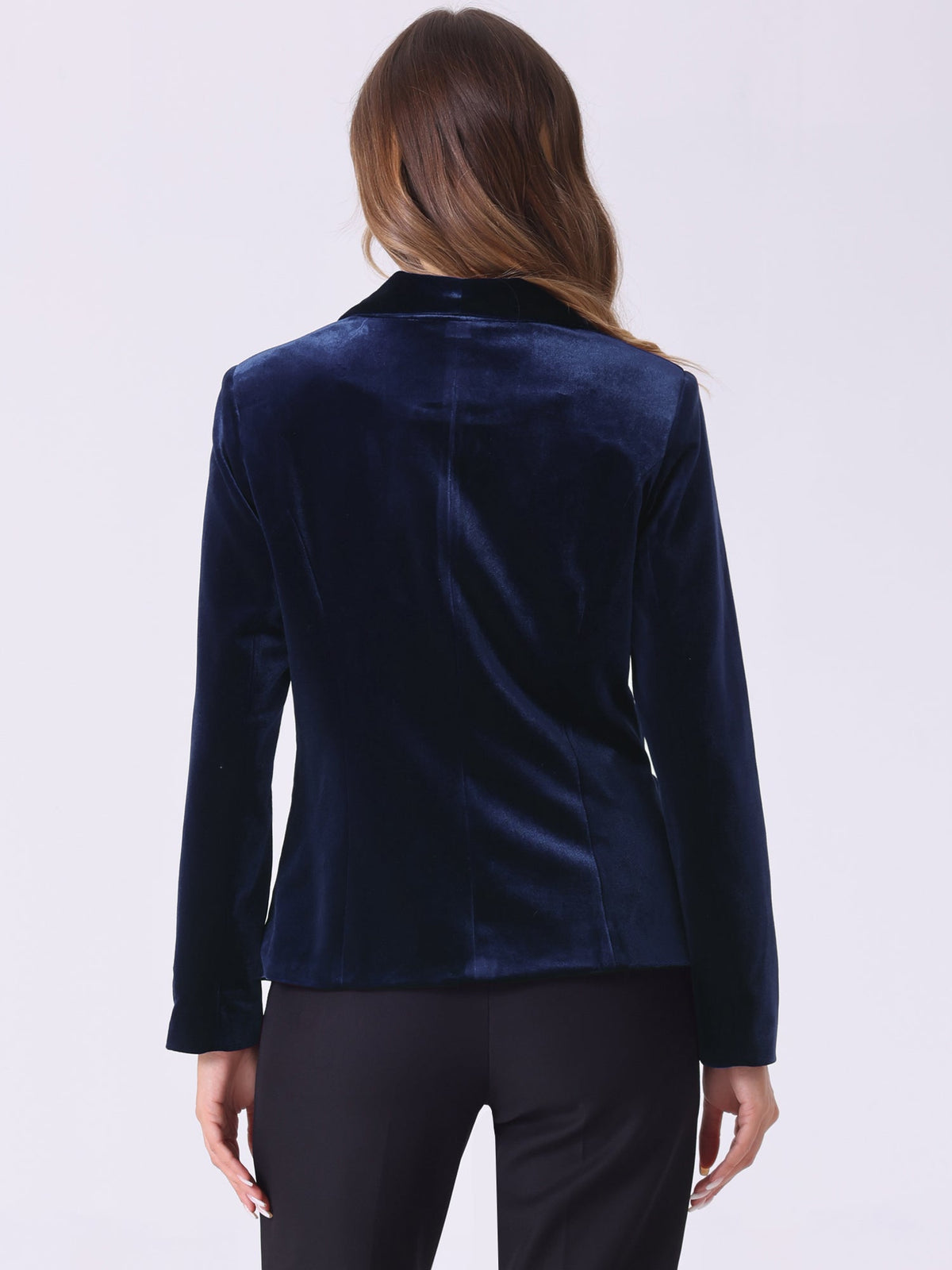 Velvet Shawl-Collar Single-Button Blazer
