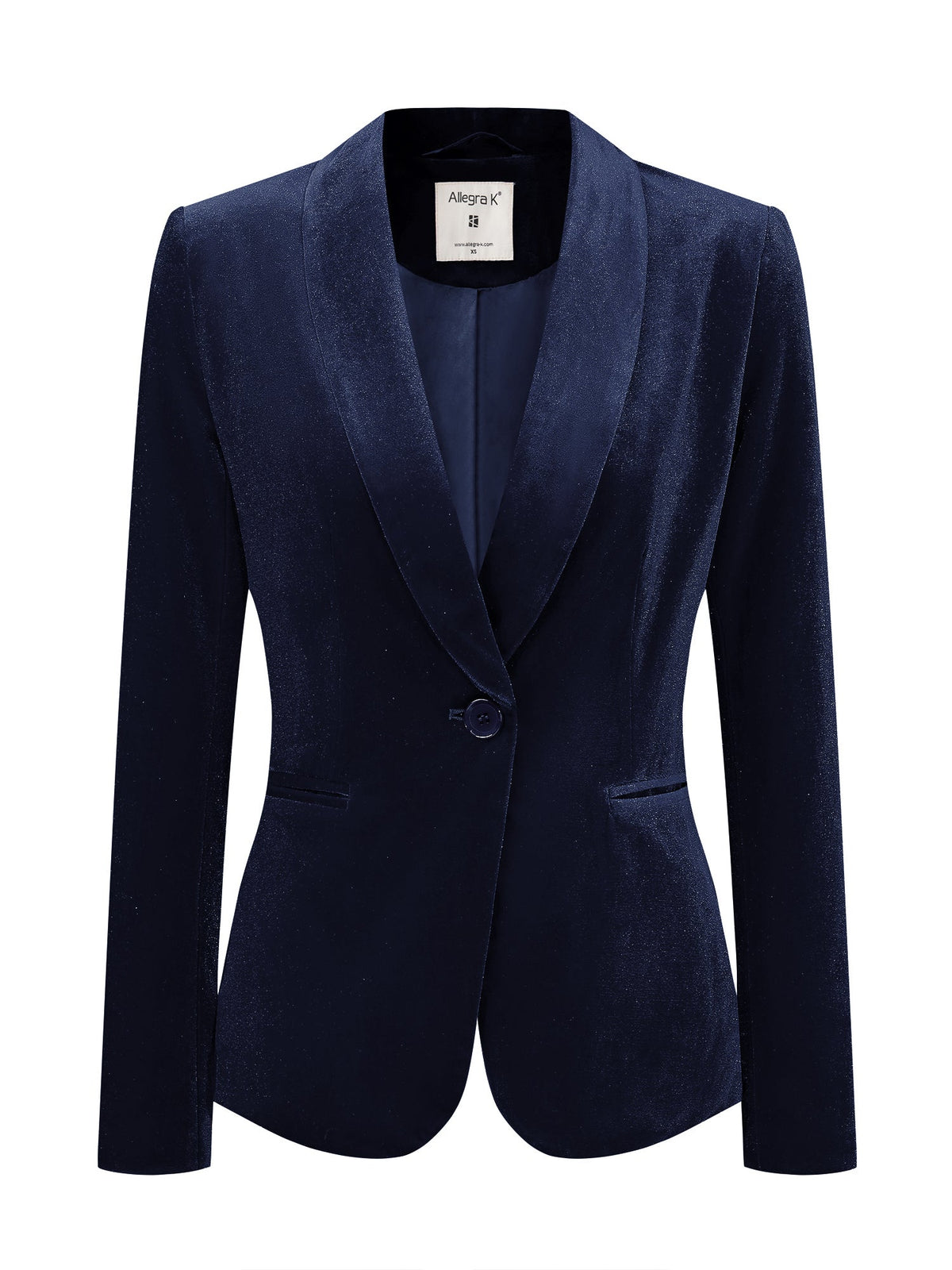 Velvet Shawl-Collar Single-Button Blazer