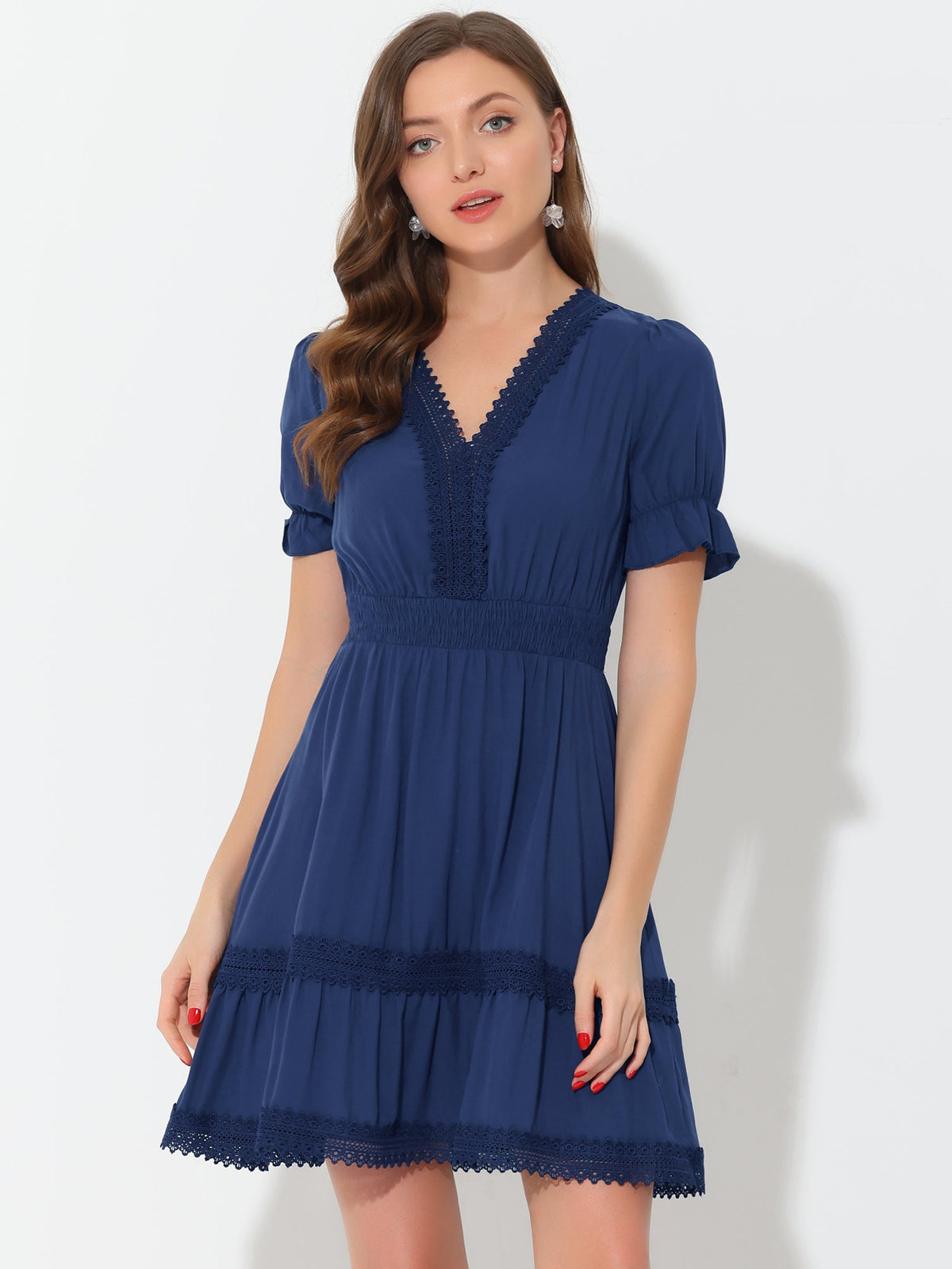 Crochet Lace Pleated Dress