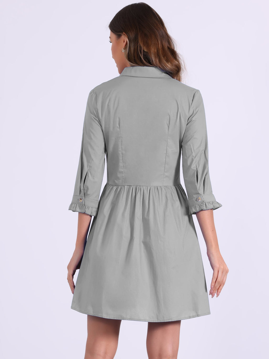 Point-Collar Ruched Dress