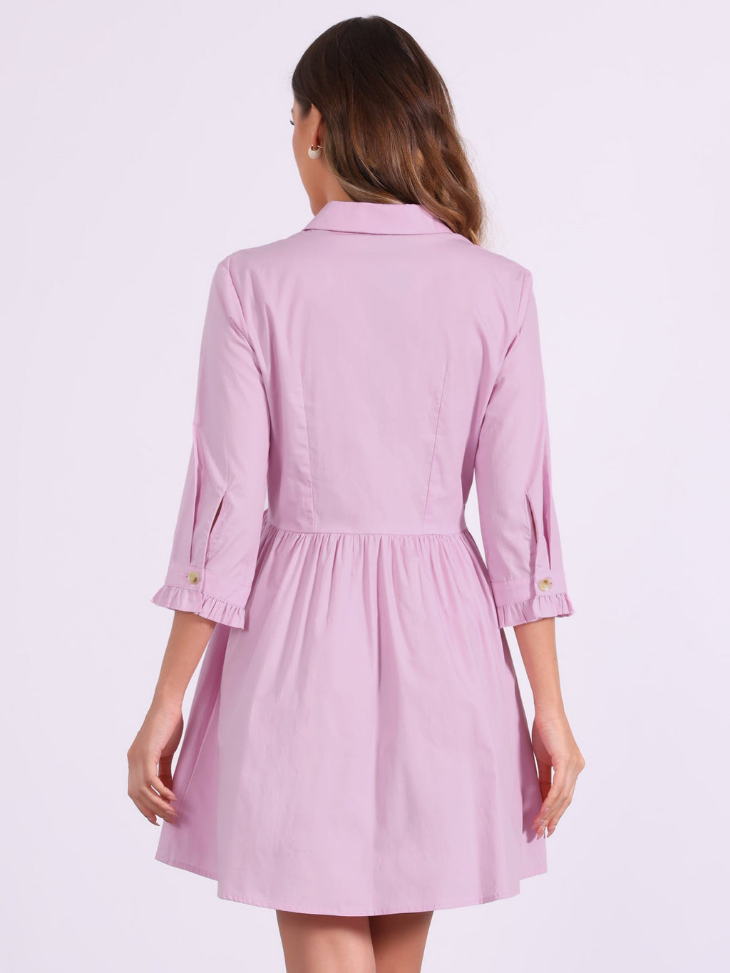 Point-Collar Ruched Dress