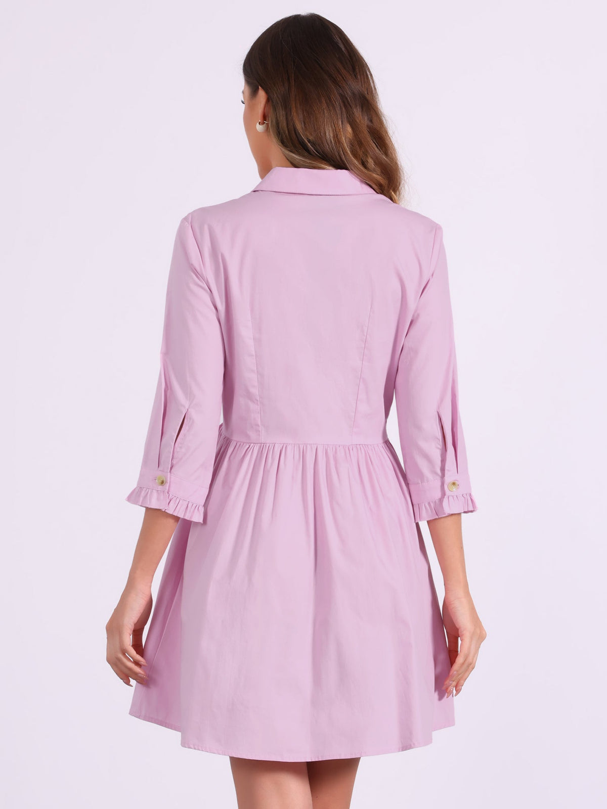 Point-Collar Ruched Dress