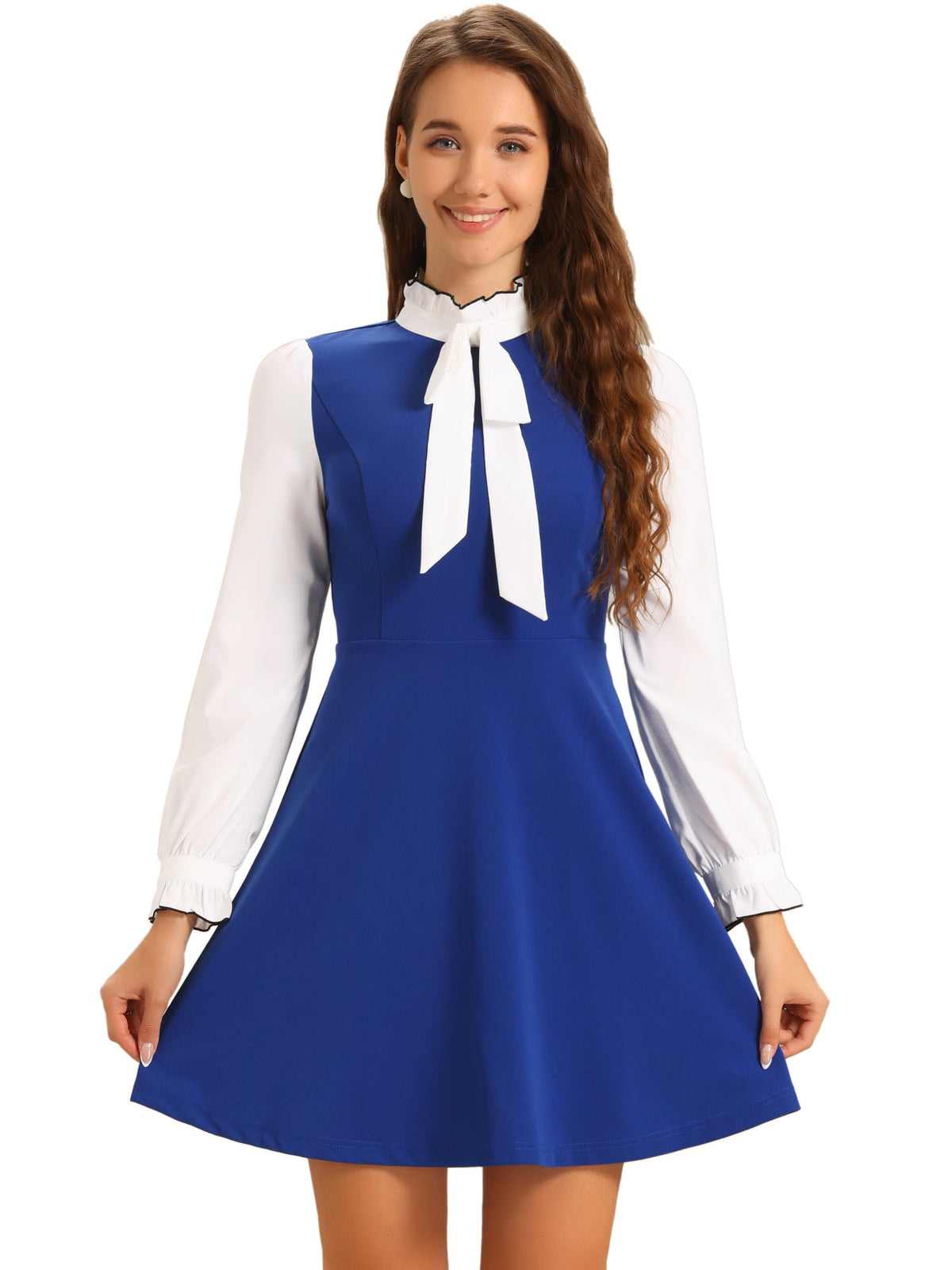 Ruffle Collar Bow Tie Dress