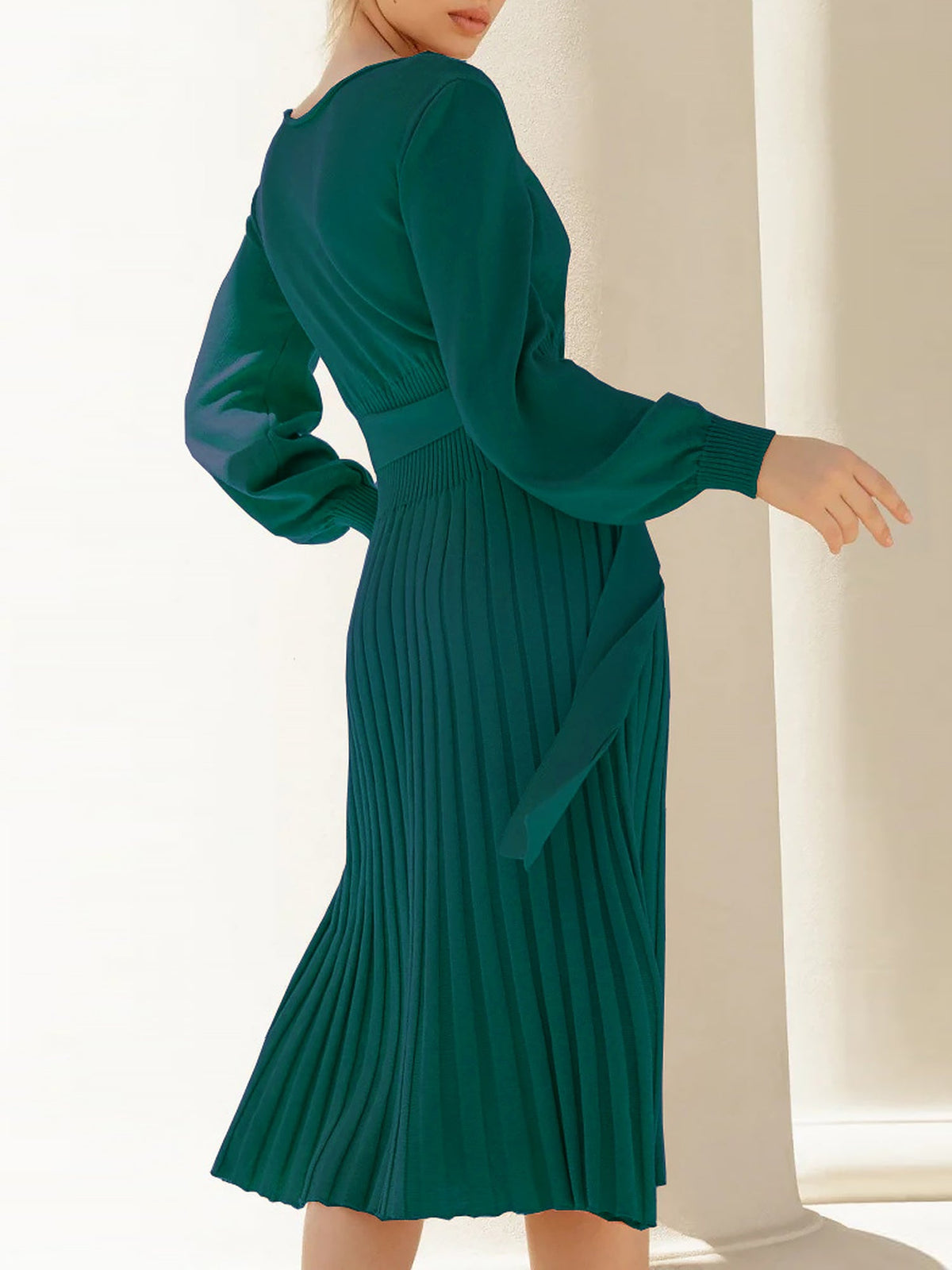 Machine-Wash Polyester Long-Sleeve Dress