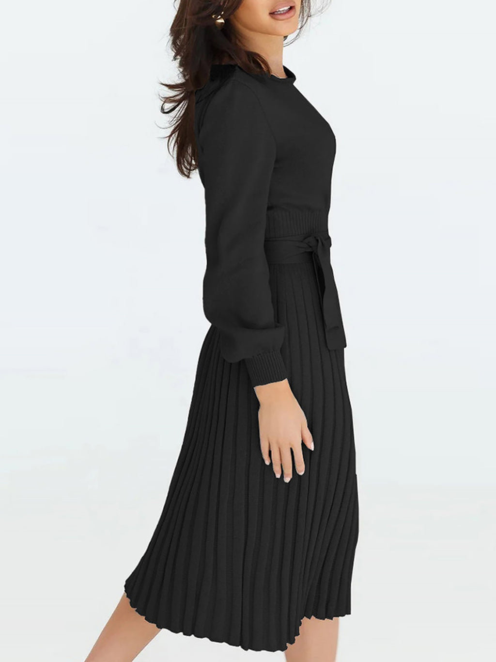 Machine-Wash Polyester Long-Sleeve Dress