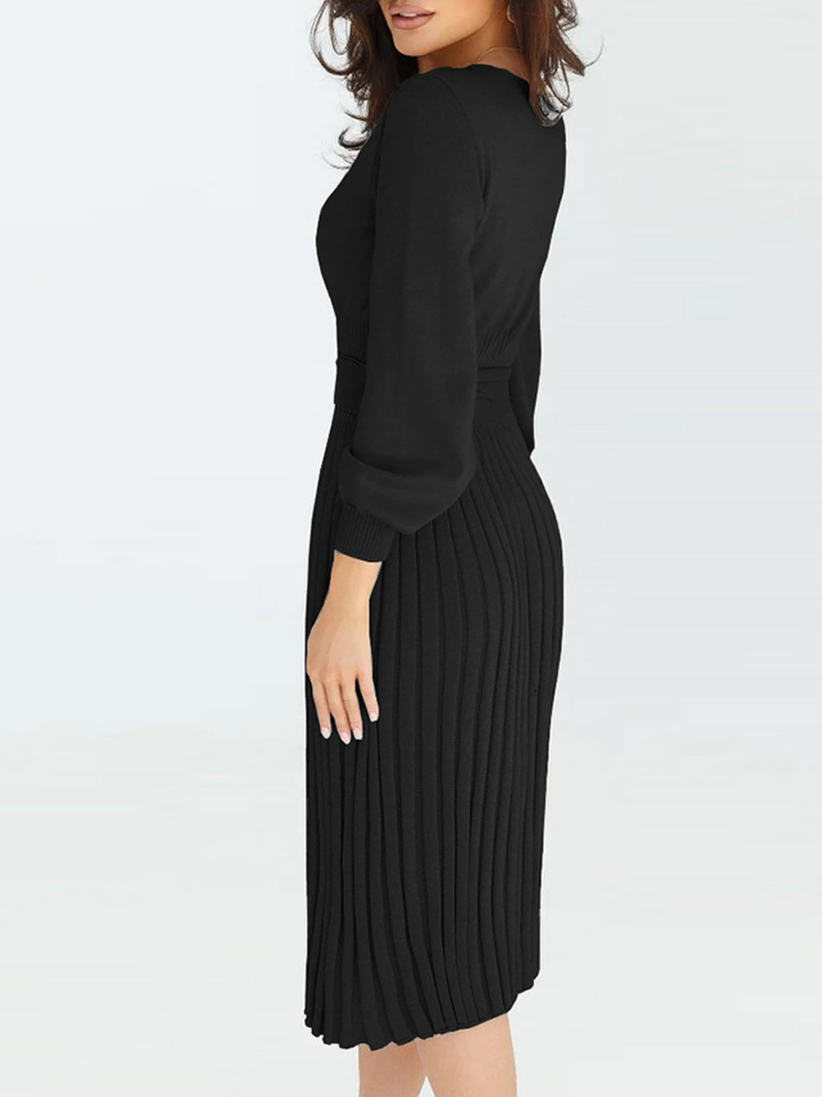 Machine-Wash Polyester Long-Sleeve Dress