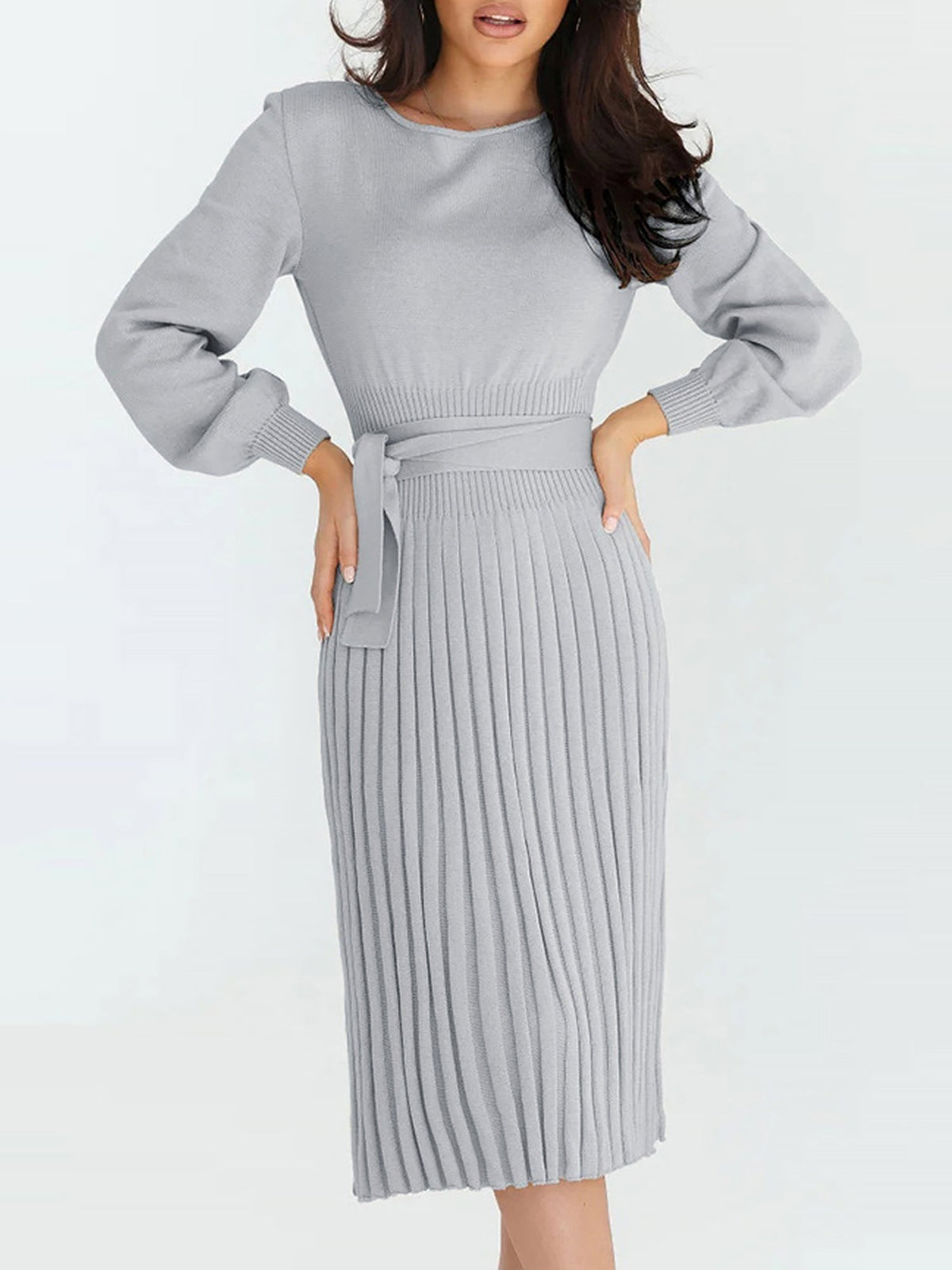 Machine-Wash Polyester Long-Sleeve Dress