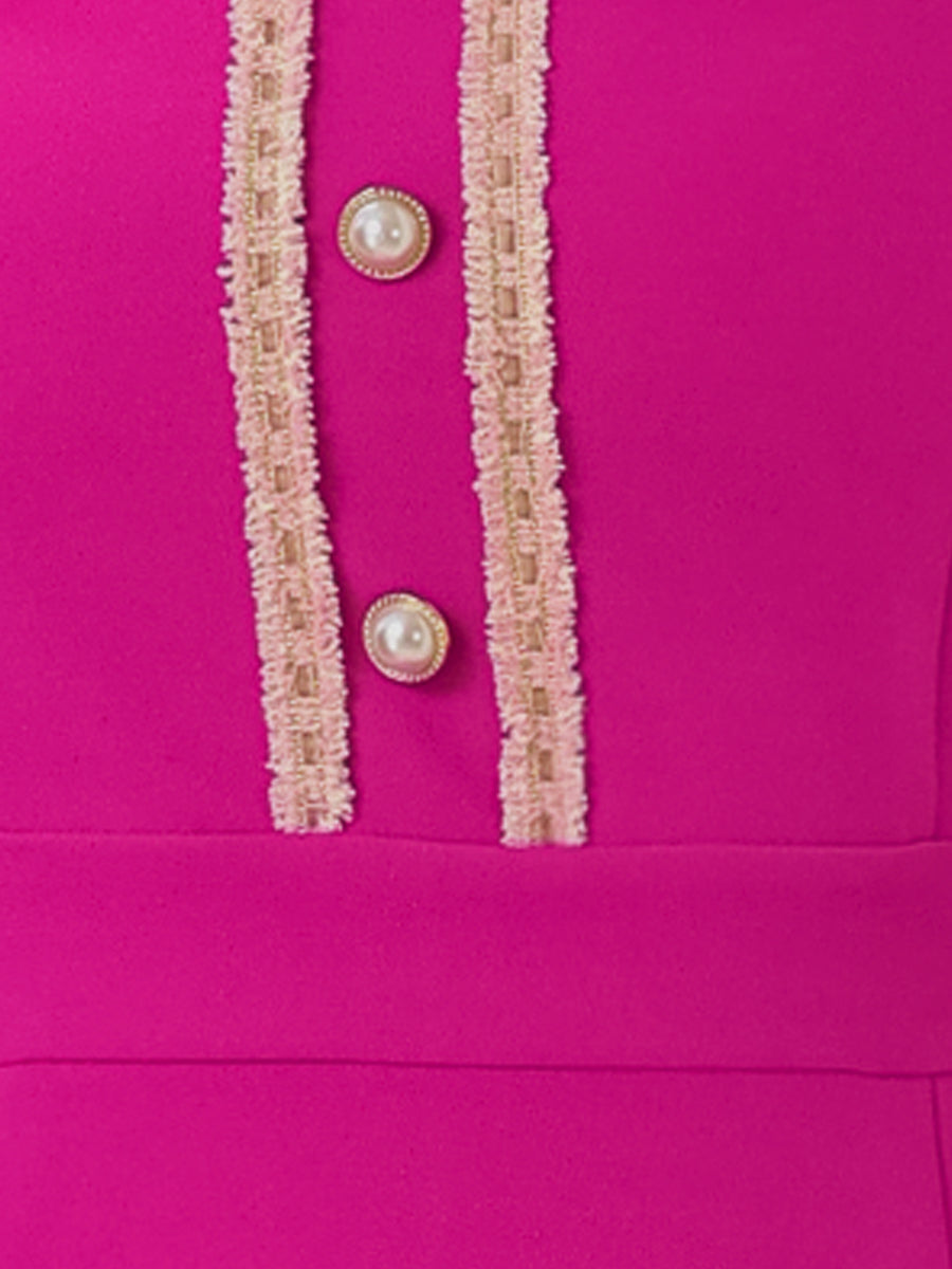 Tweed-Trim Work Dress