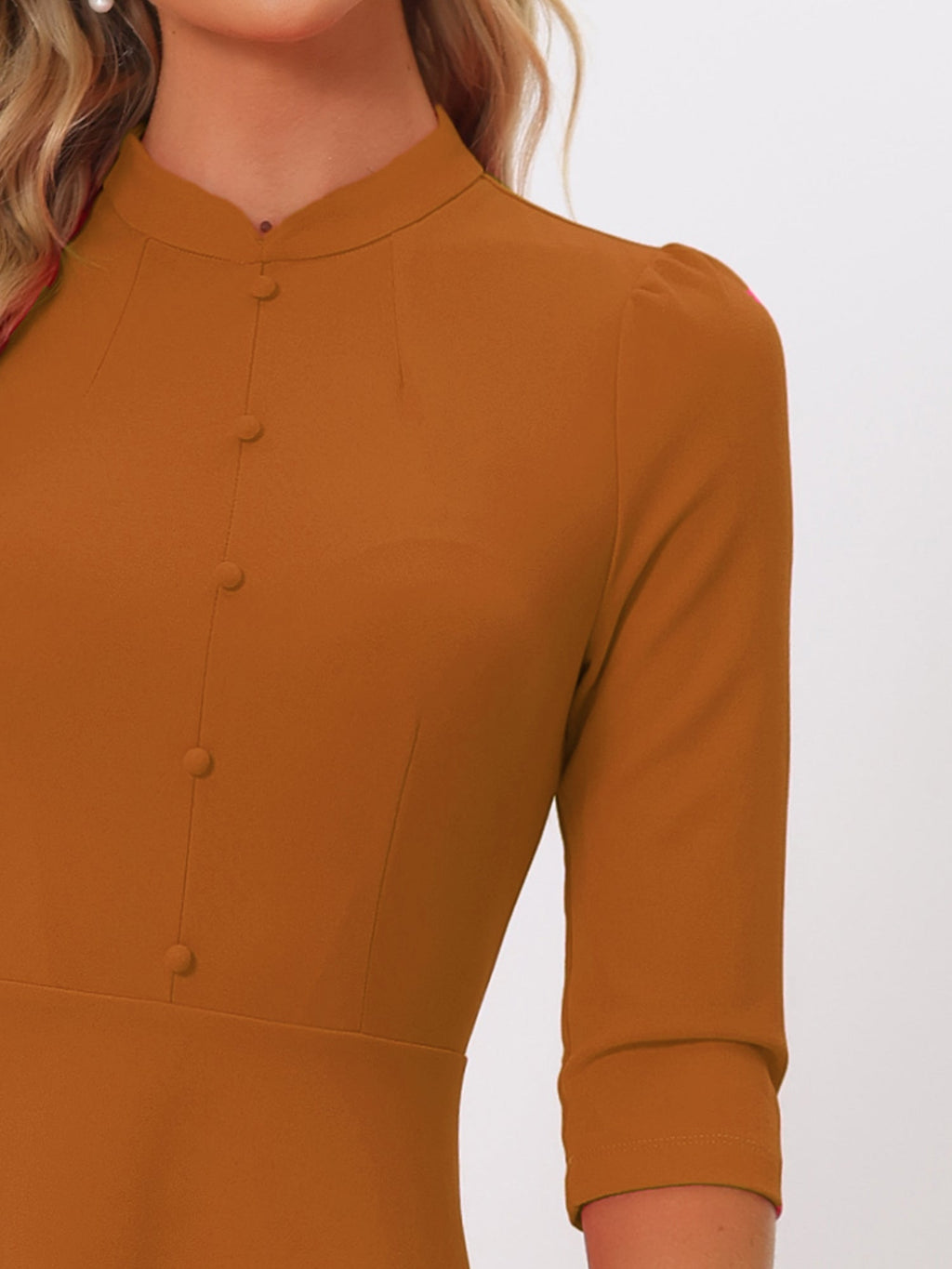 Stand-Collar Zipper 3/4 Blazer