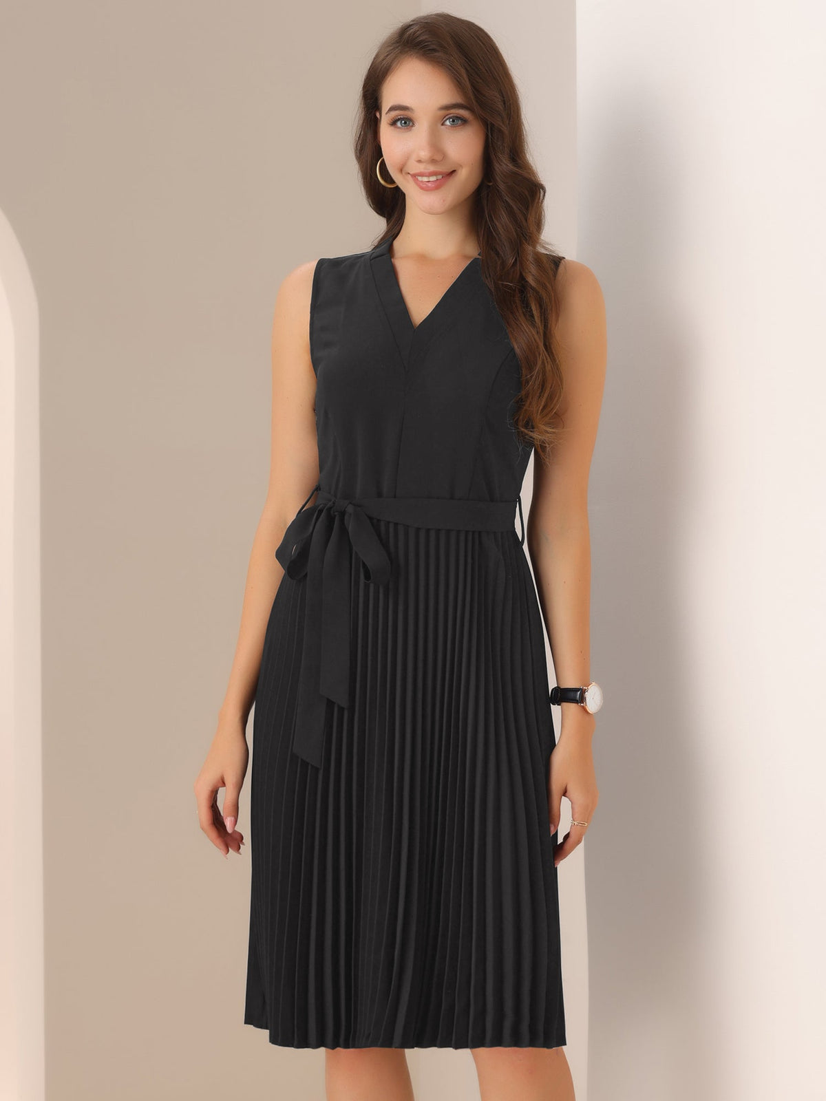 Knee-Length Solid Casual Dress
