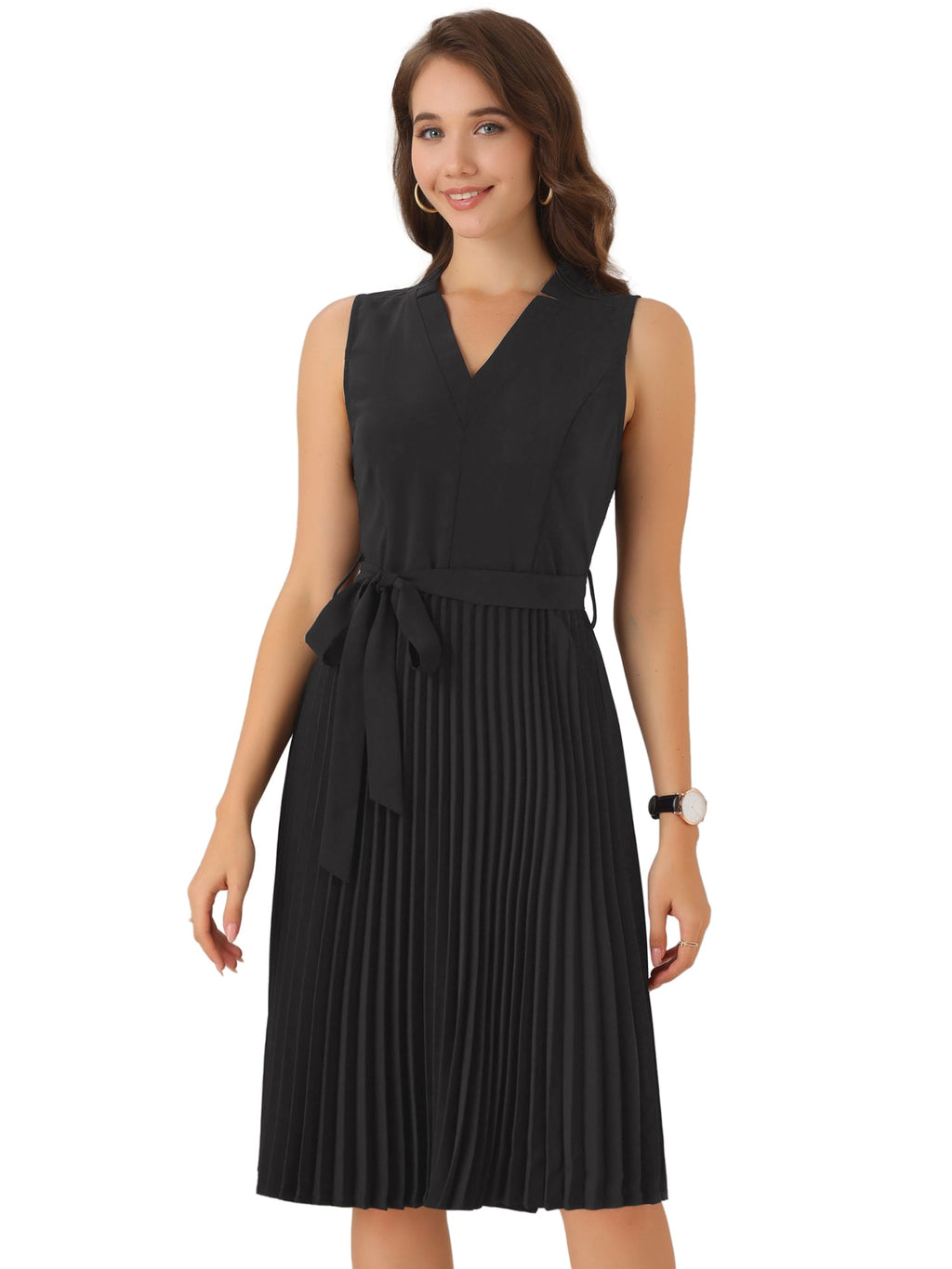 Knee-Length Solid Casual Dress
