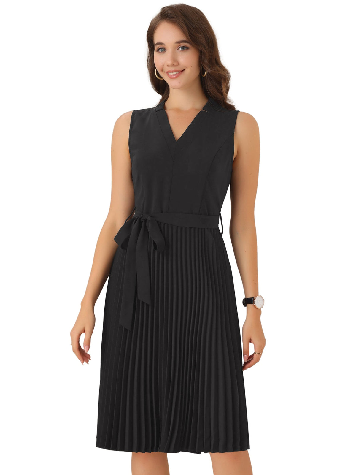 Knee-Length Solid Casual Dress