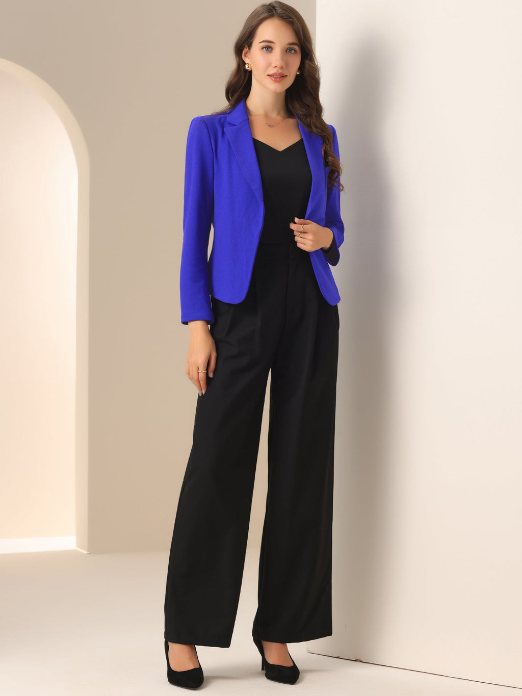 Solid Polyester Work Blazer