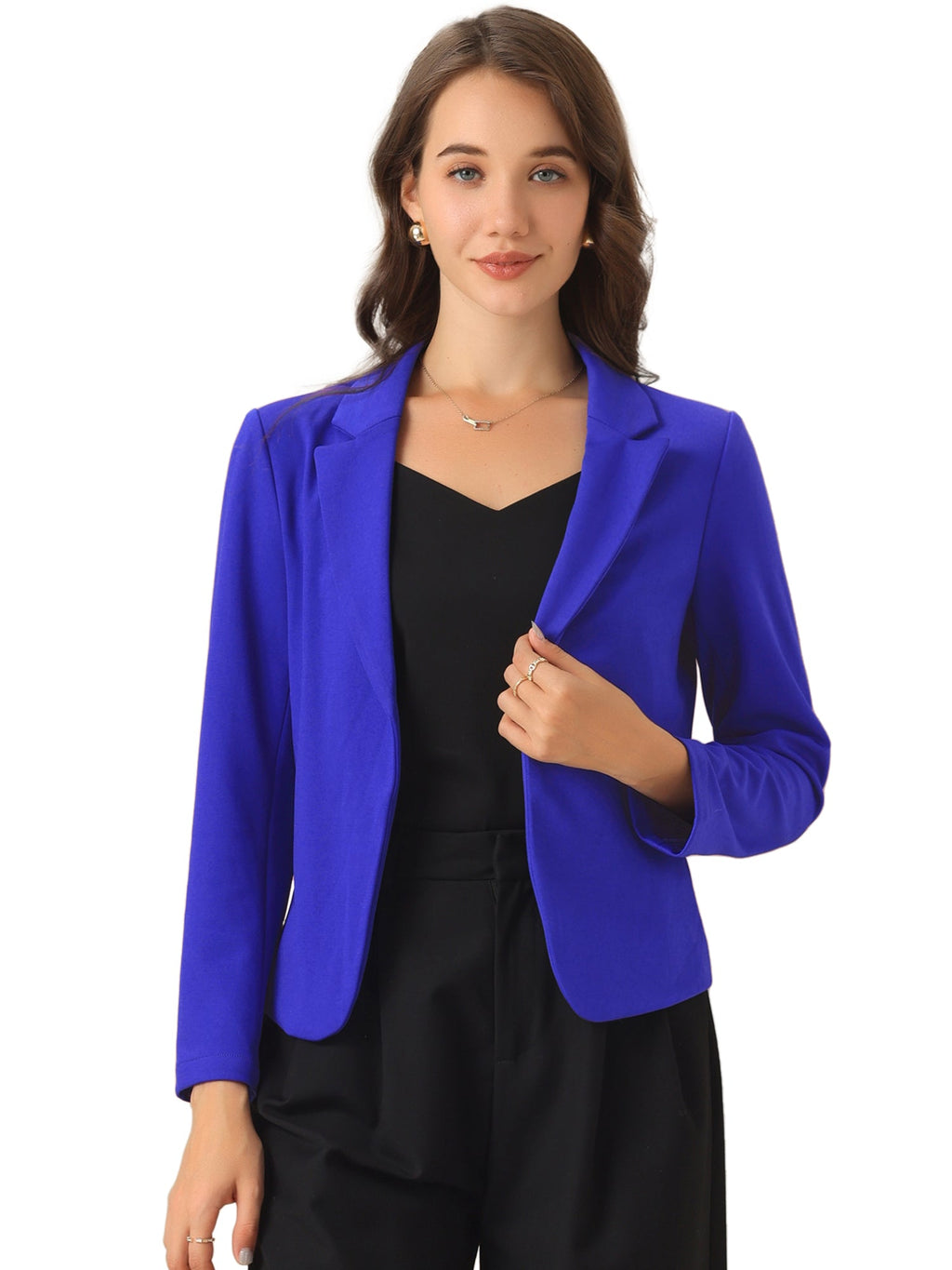 Solid Polyester Work Blazer
