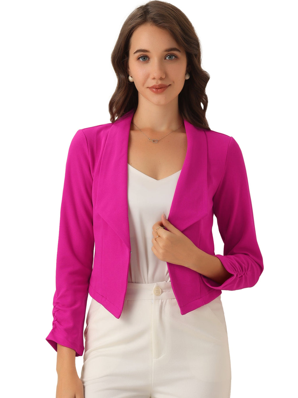 Open-Front Fitted Hook Blazer