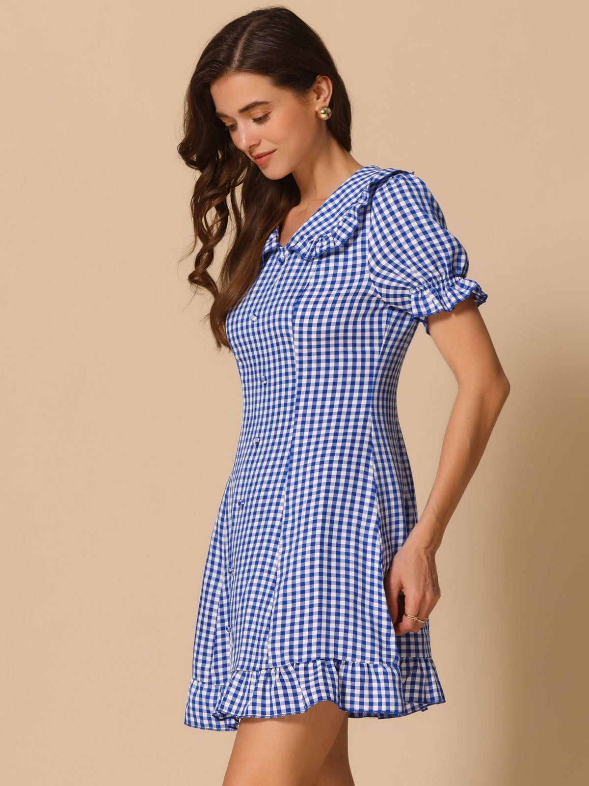 Puff Sleeve Ruffle Above-Knee Dress