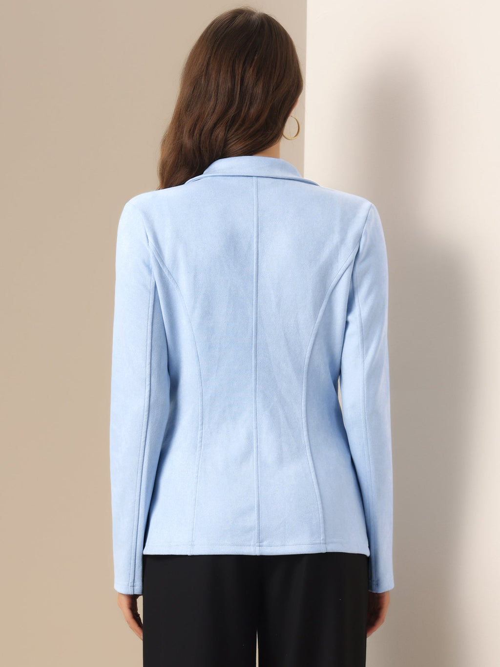 Stretch Solid Faux Suede Blazer