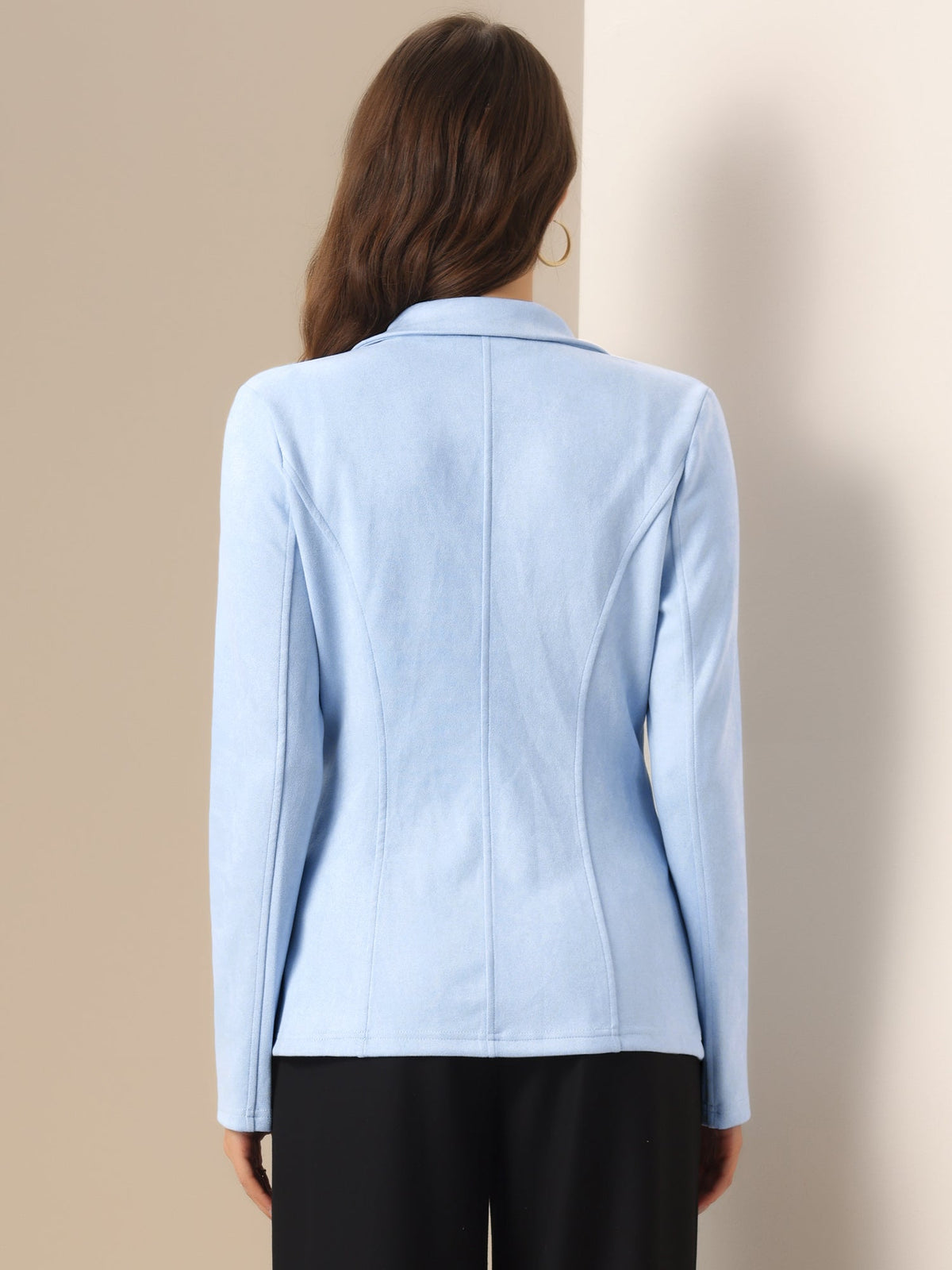 Stretch Solid Faux Suede Blazer