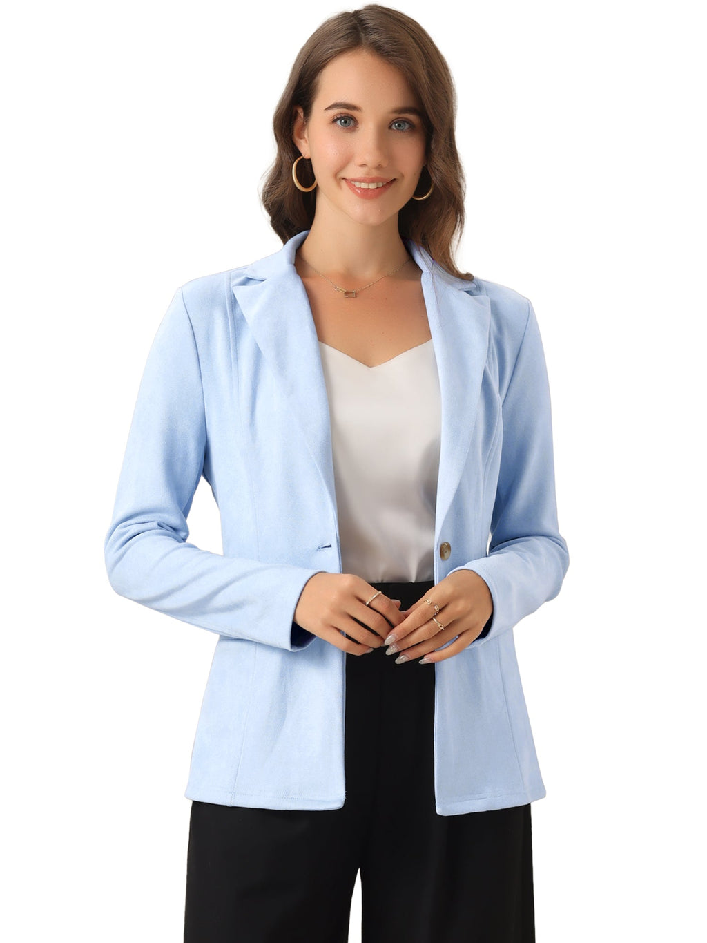 Stretch Solid Faux Suede Blazer