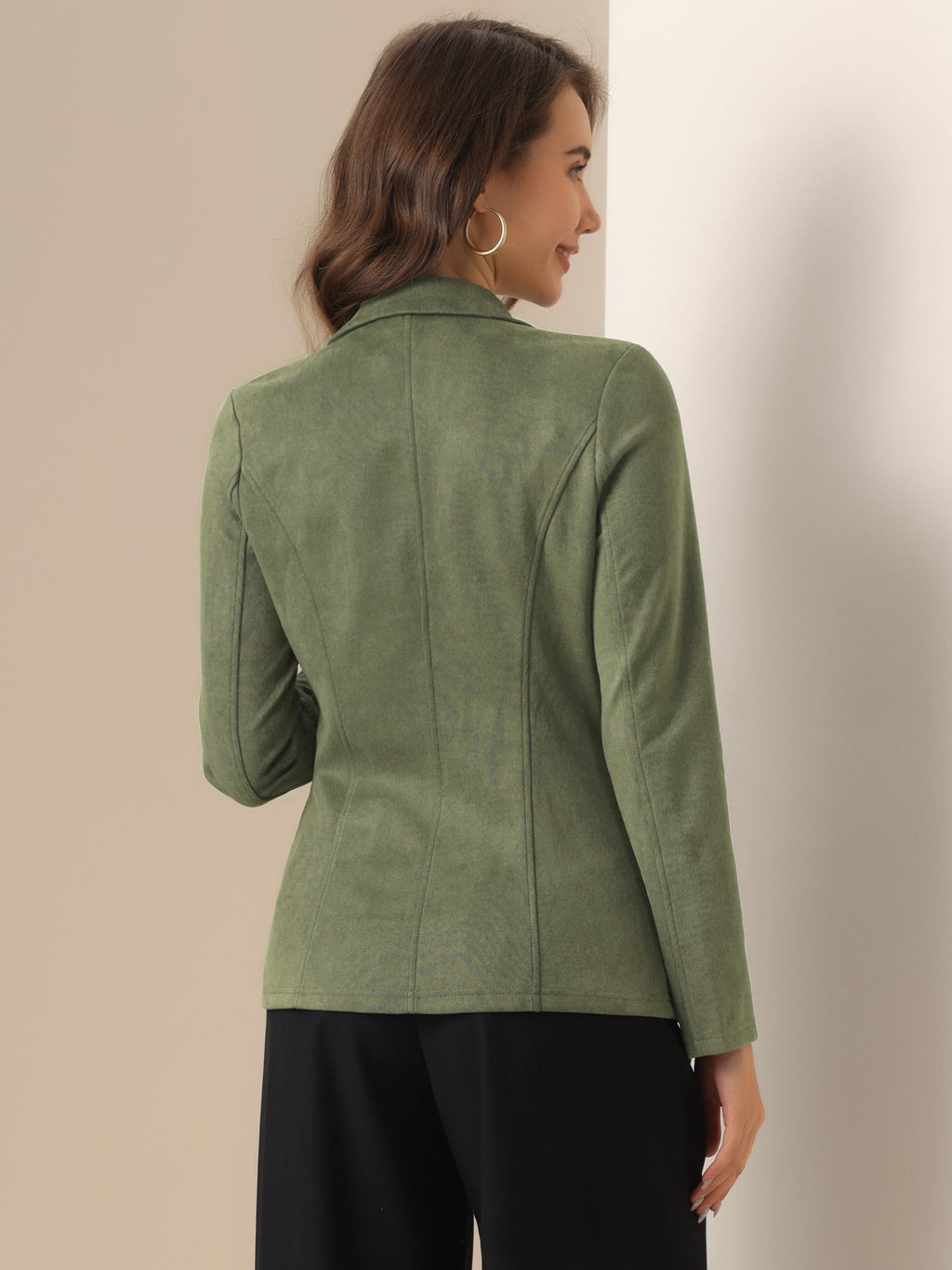 Stretch Solid Faux Suede Blazer