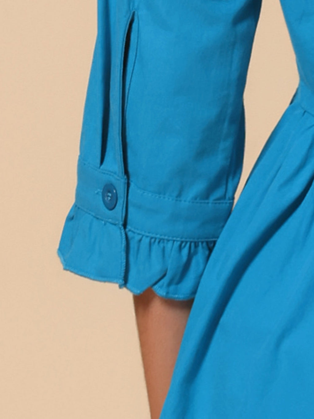 Point-Collar Ruched Dress