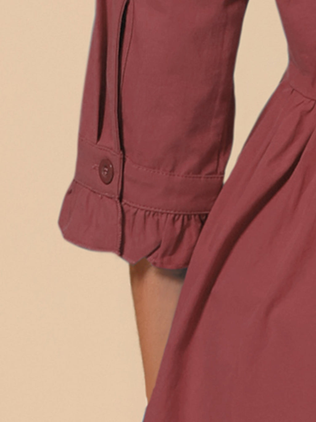 Point-Collar Ruched Dress