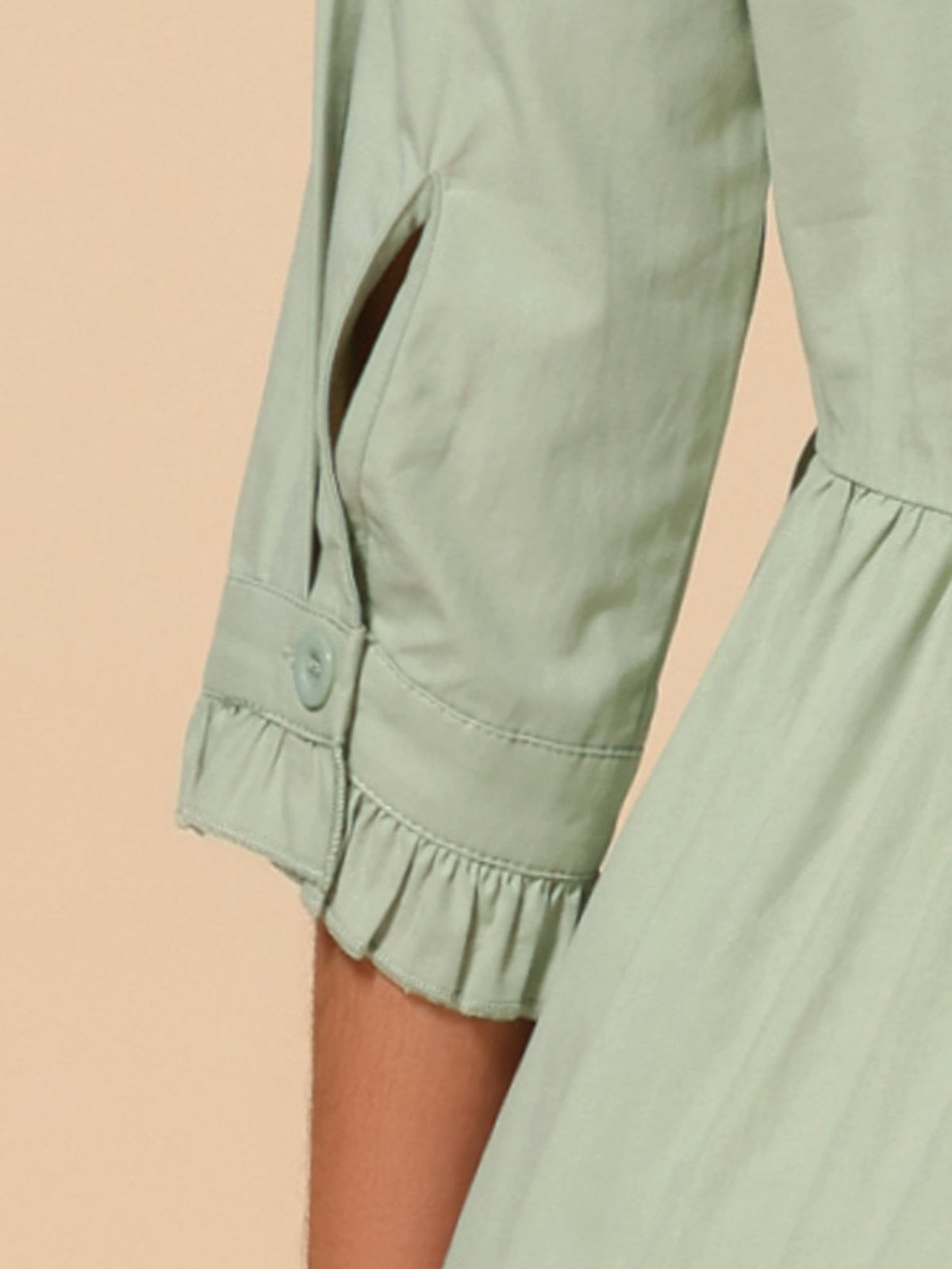 Point-Collar Ruched Dress