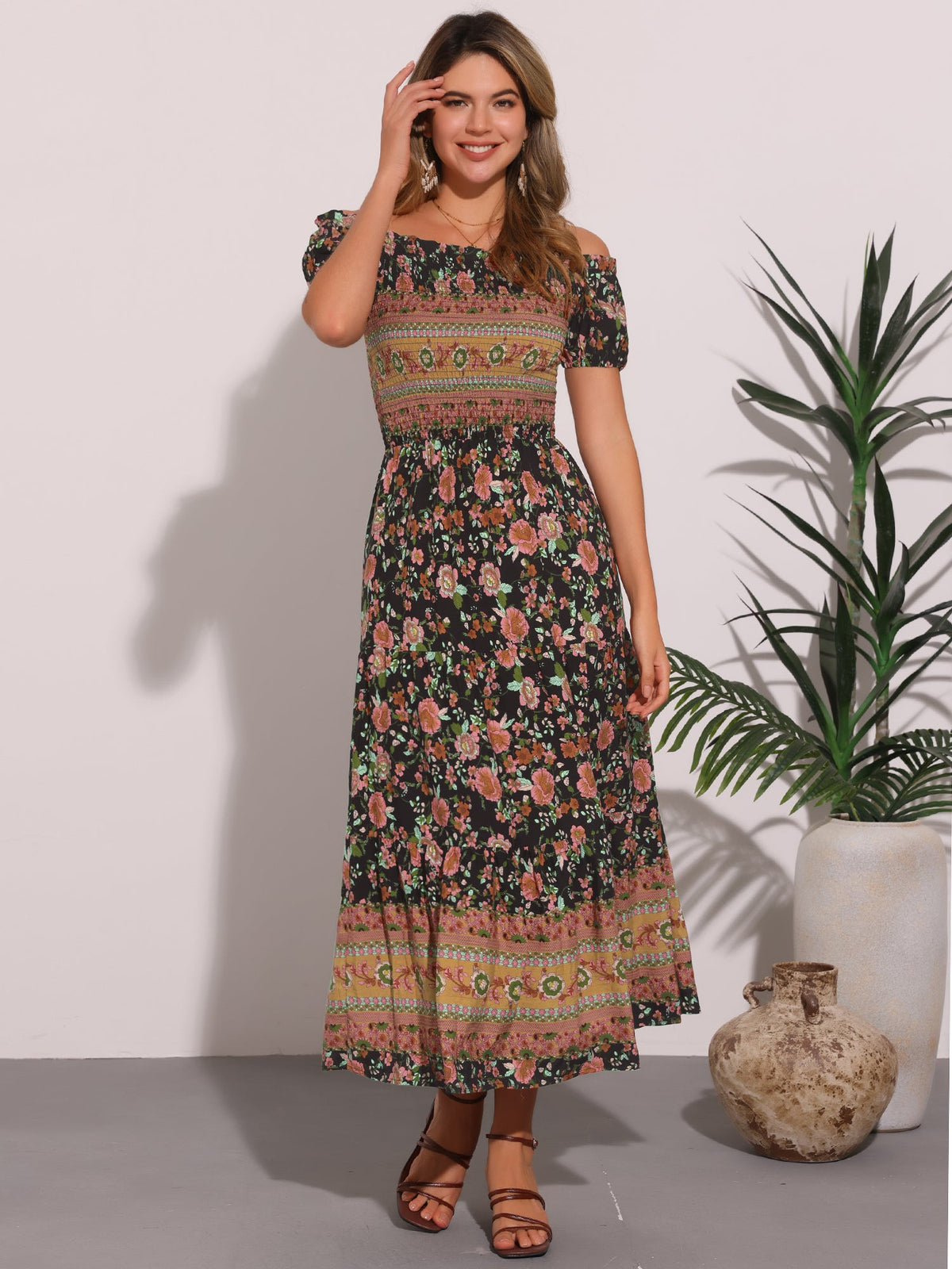 Mid-Length Short-Sleeve Dress