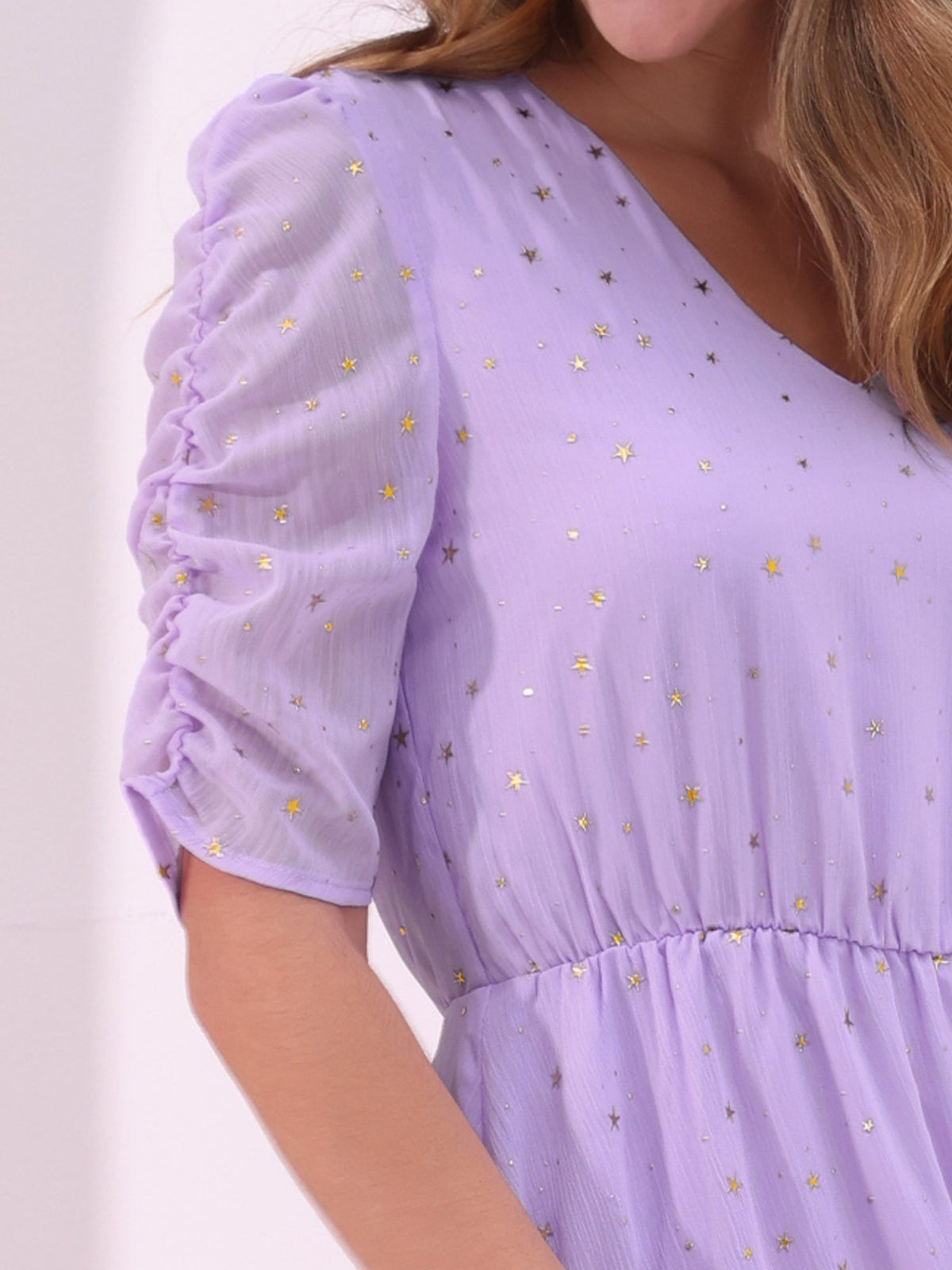 Short Sleeve Metallic Casual Dress