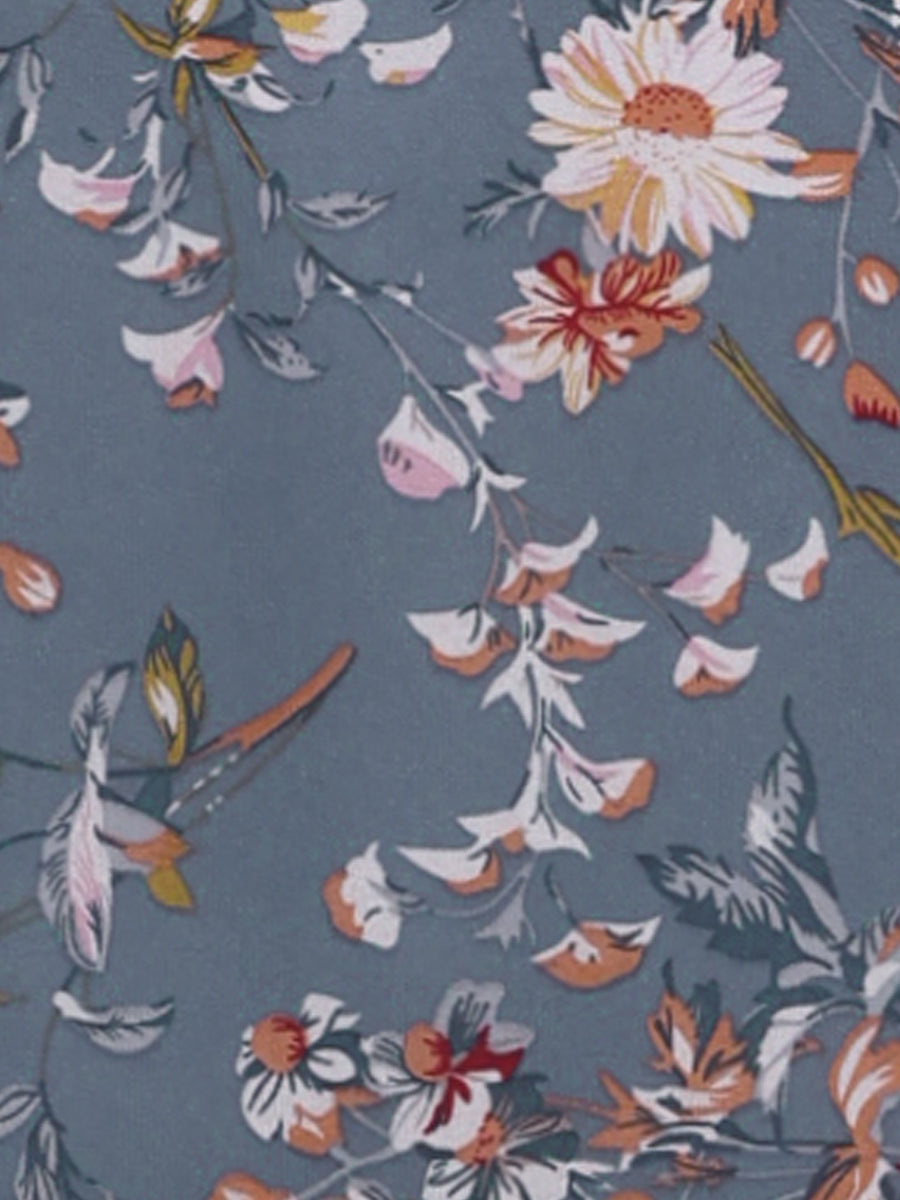 V-Neck Floral Flutter Dress