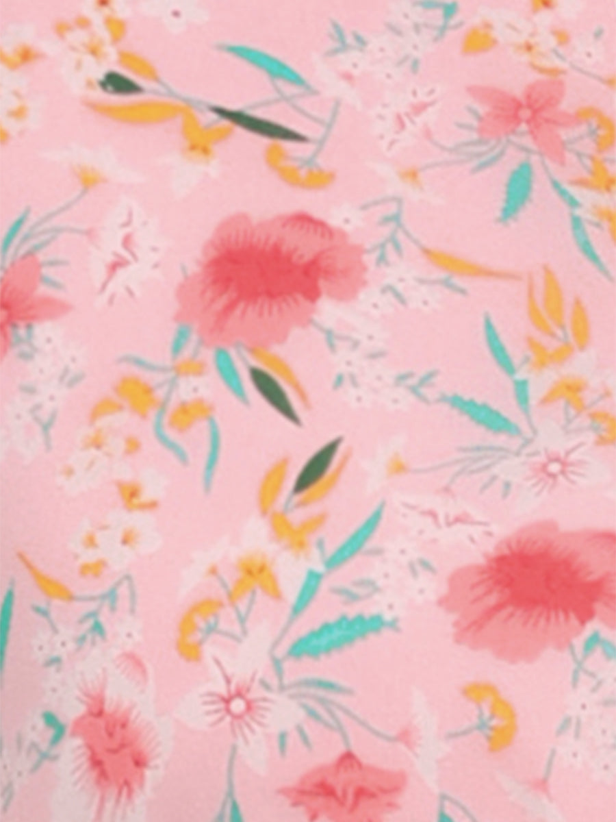 Floral Standing Collar Dress