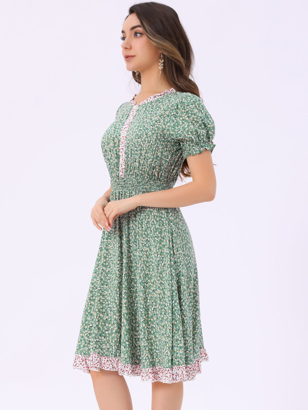 Ditsy Floral Ruffle Smock Dress