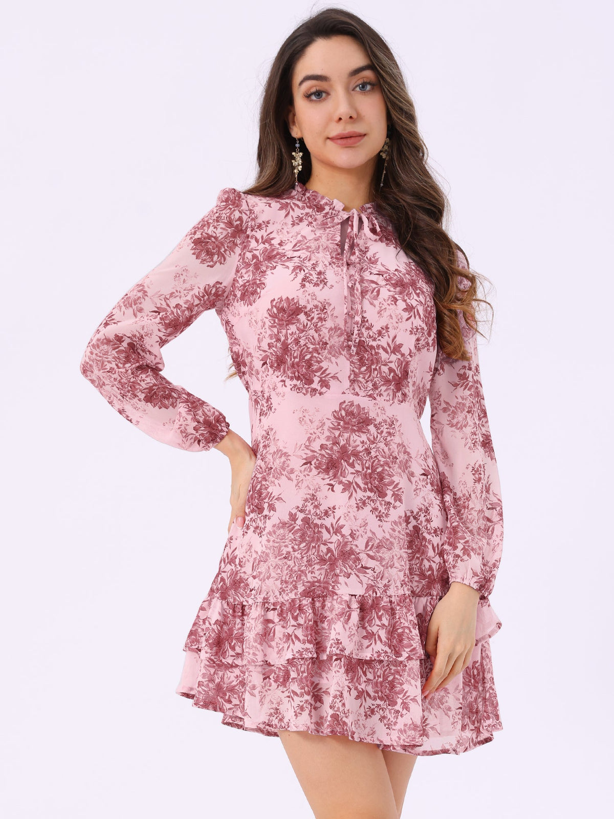 Floral Mini Long-Sleeve Dress