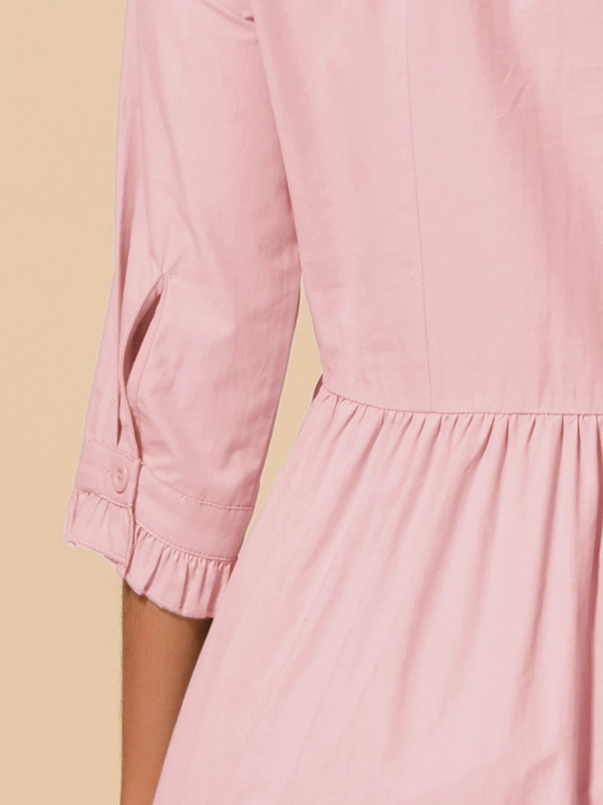 Point-Collar Ruched Dress