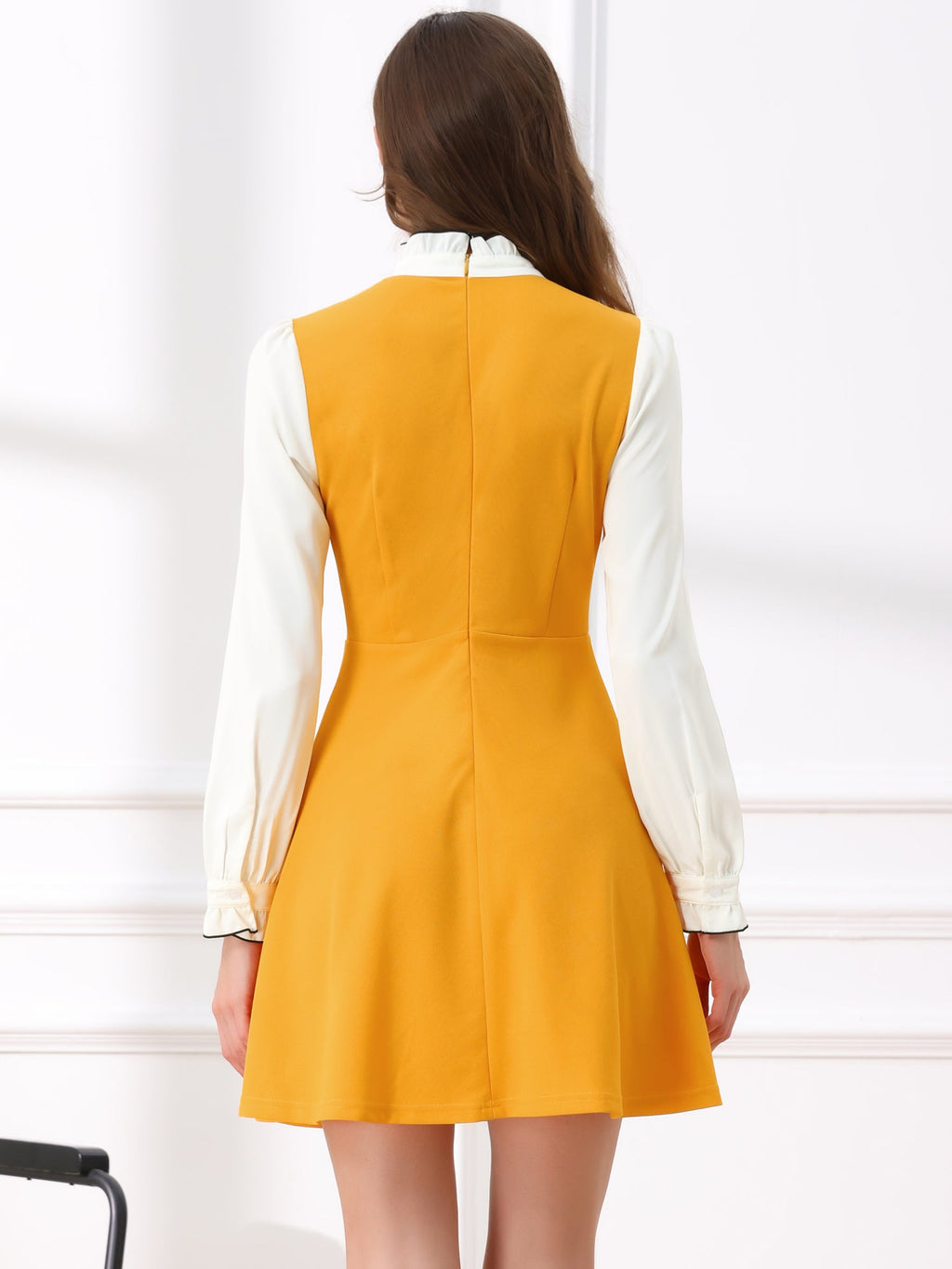 Ruffle Collar Bow Tie Dress