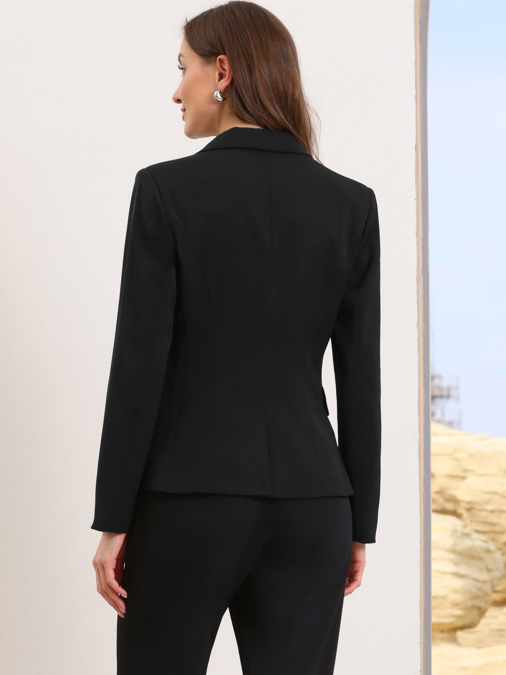High-Stretch Solid Workwear Blazer
