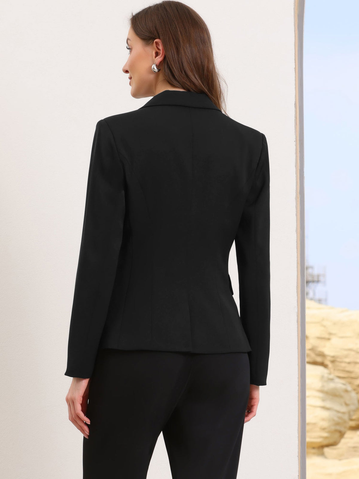High-Stretch Solid Workwear Blazer