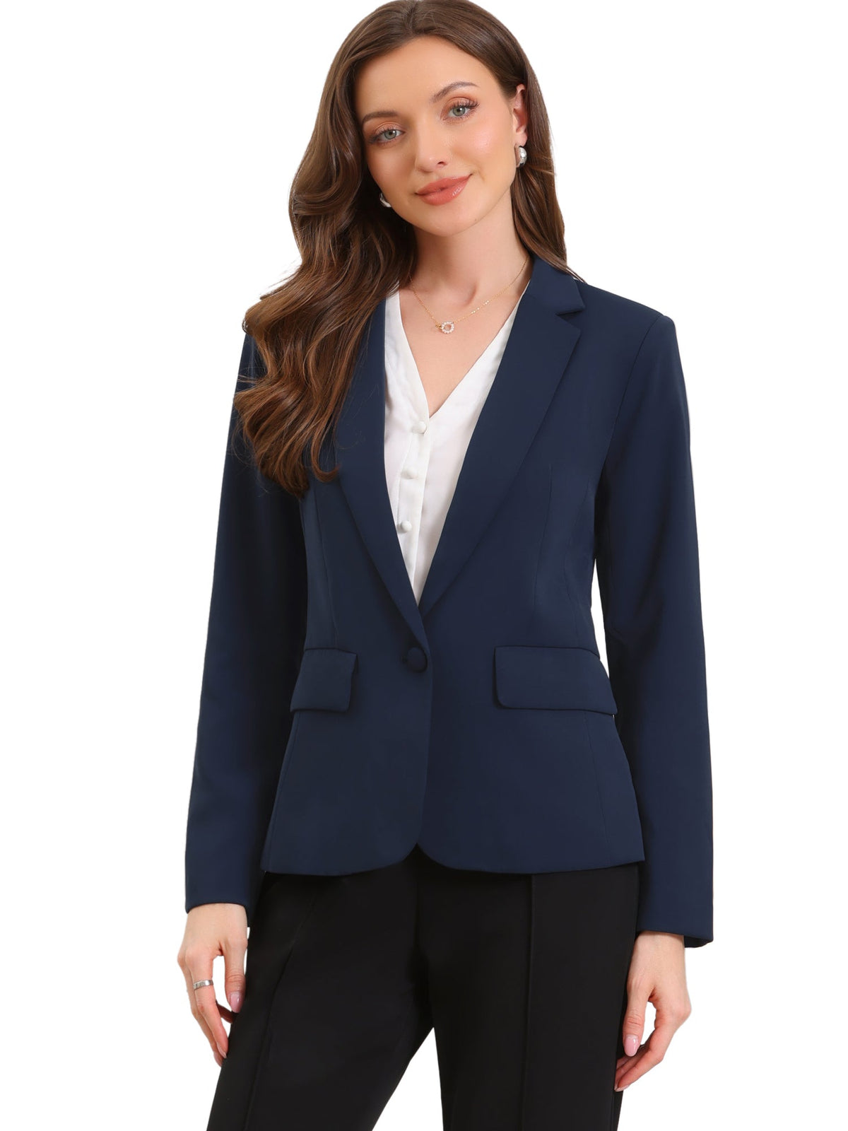 High-Stretch Solid Workwear Blazer