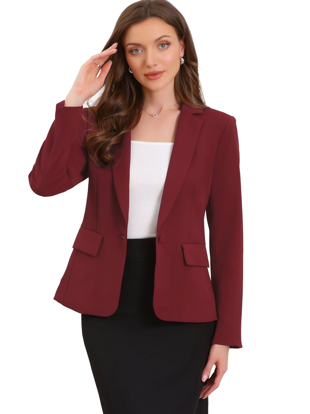 High-Stretch Solid Workwear Blazer