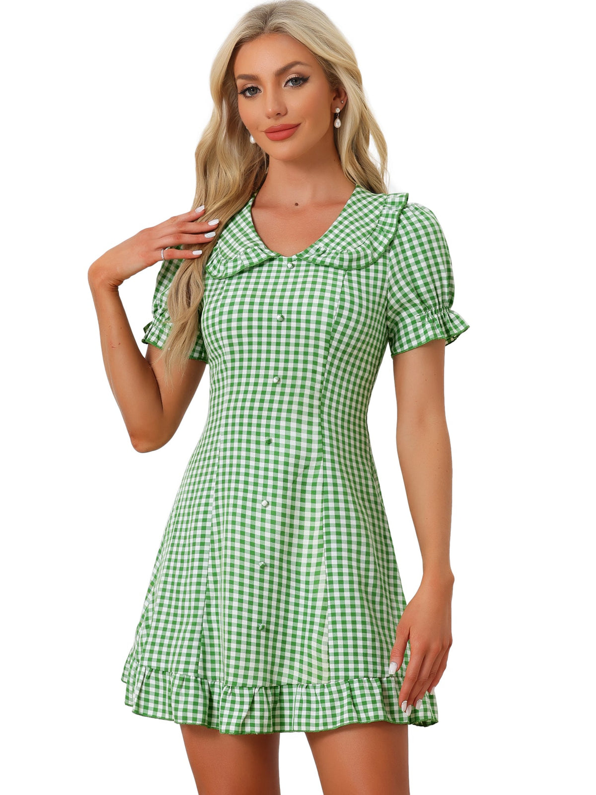 Puff Sleeve Ruffle Above-Knee Dress