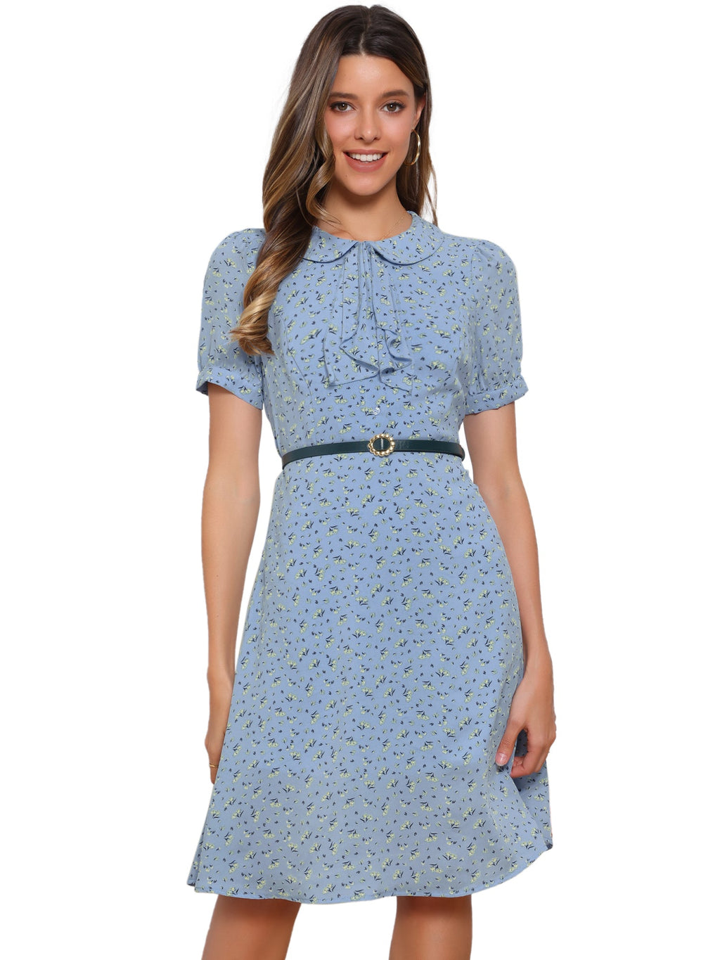 Button Cuff Hidden Zip Dress